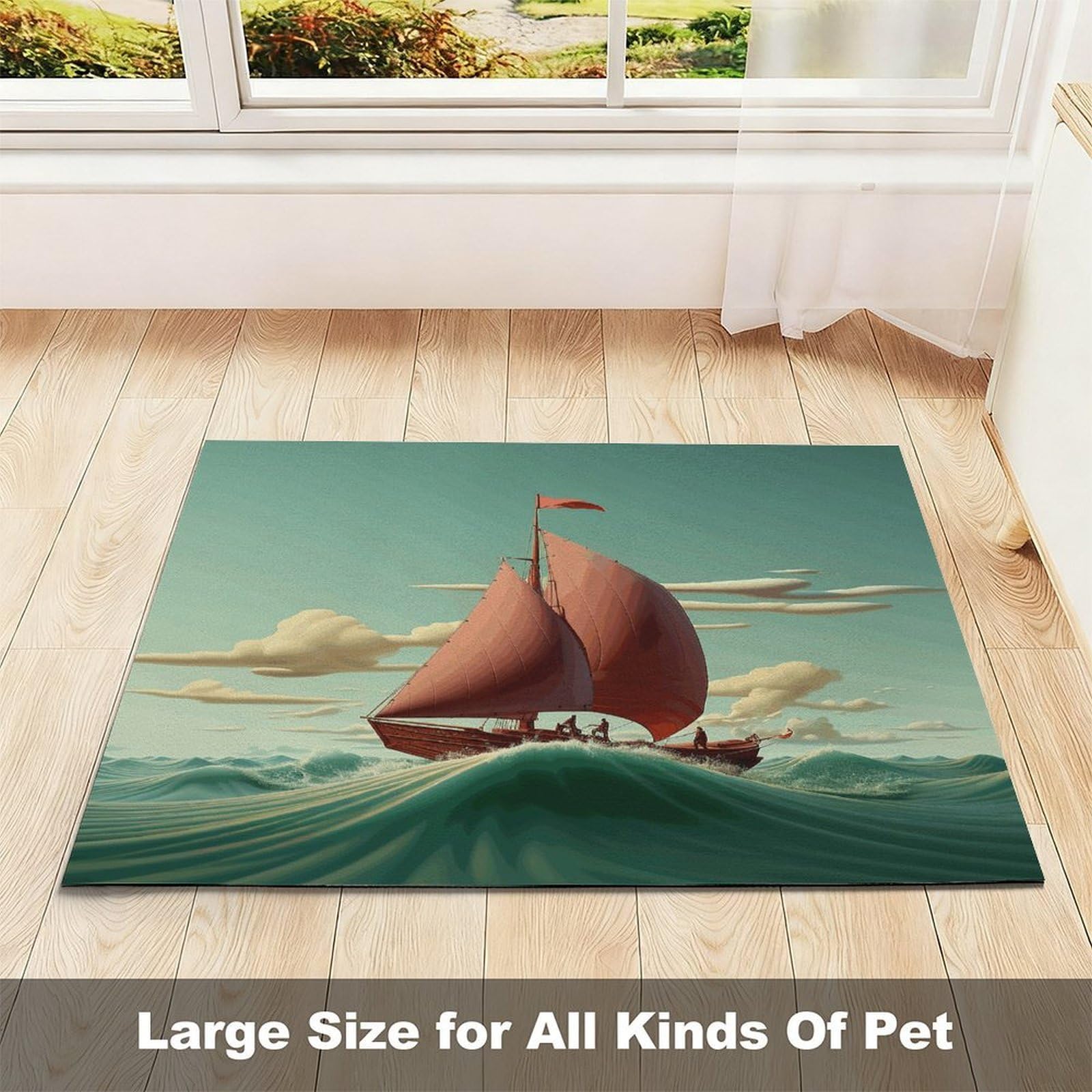 Tapis de nourriture pour chat volant en mer – Tapis d'alimentation antidérapant pour chien facile à nettoyer pour la nourriture et l'eau, tapis de gamelle pour chien et chat 61 x 81,3 cm