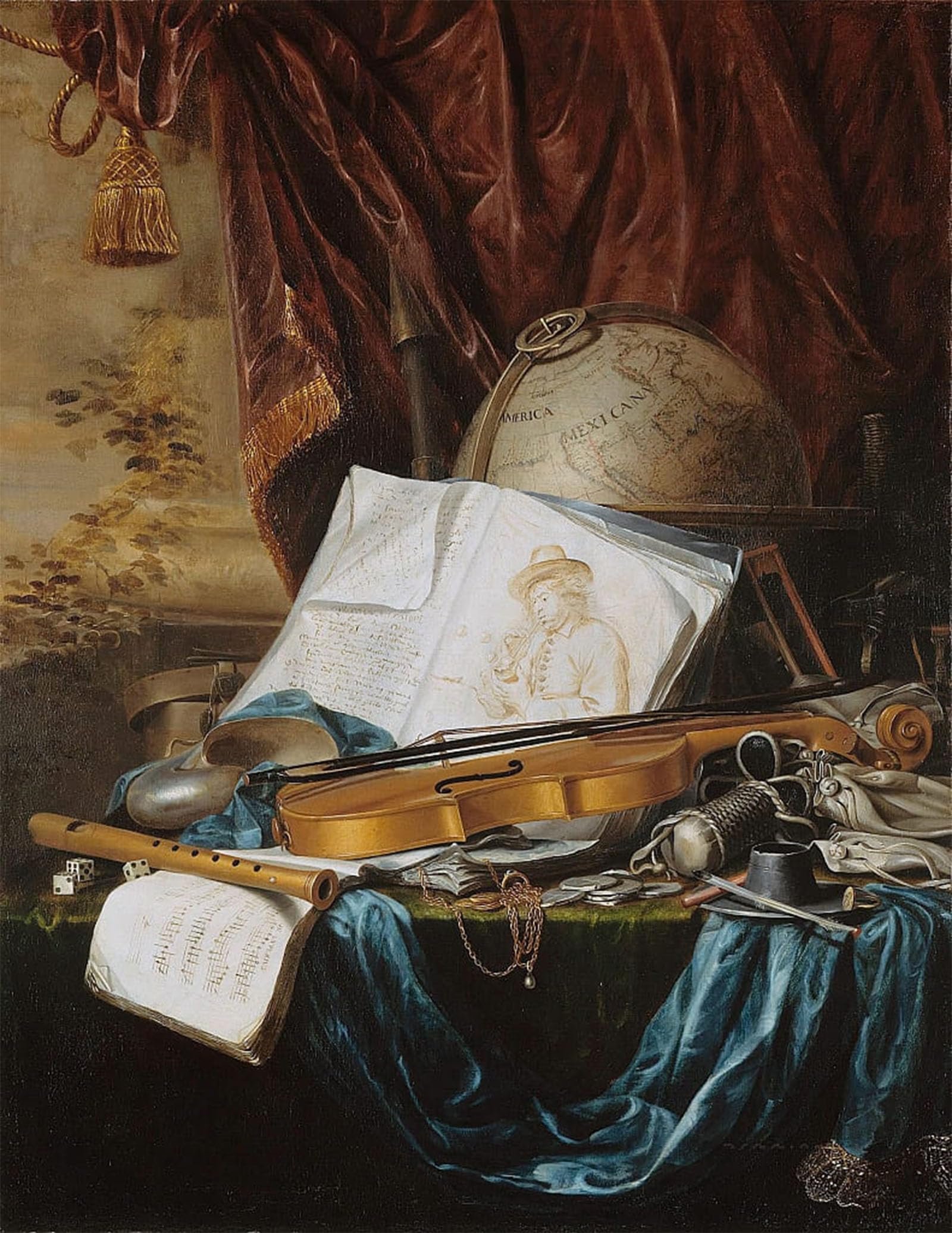 POSTERIIk Vintage Print Pop Art Landscape Artwork Still Life with Musical Instruments by Pieter De Ring Art Prints for Office Home Decor 60x90cm