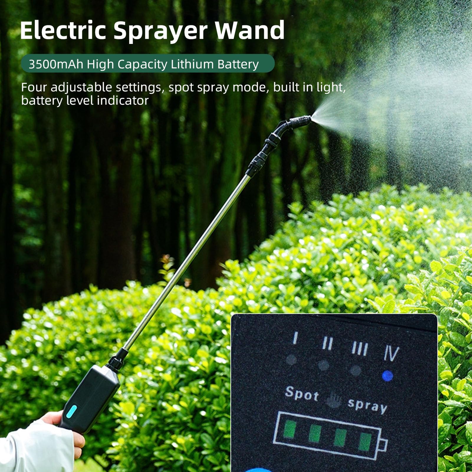 Luocute Varilla Pulverizadora Eléctrica Recargable, Lanza Telescópica Eléctrica para Pulverizador for Jardinería y Fumigación