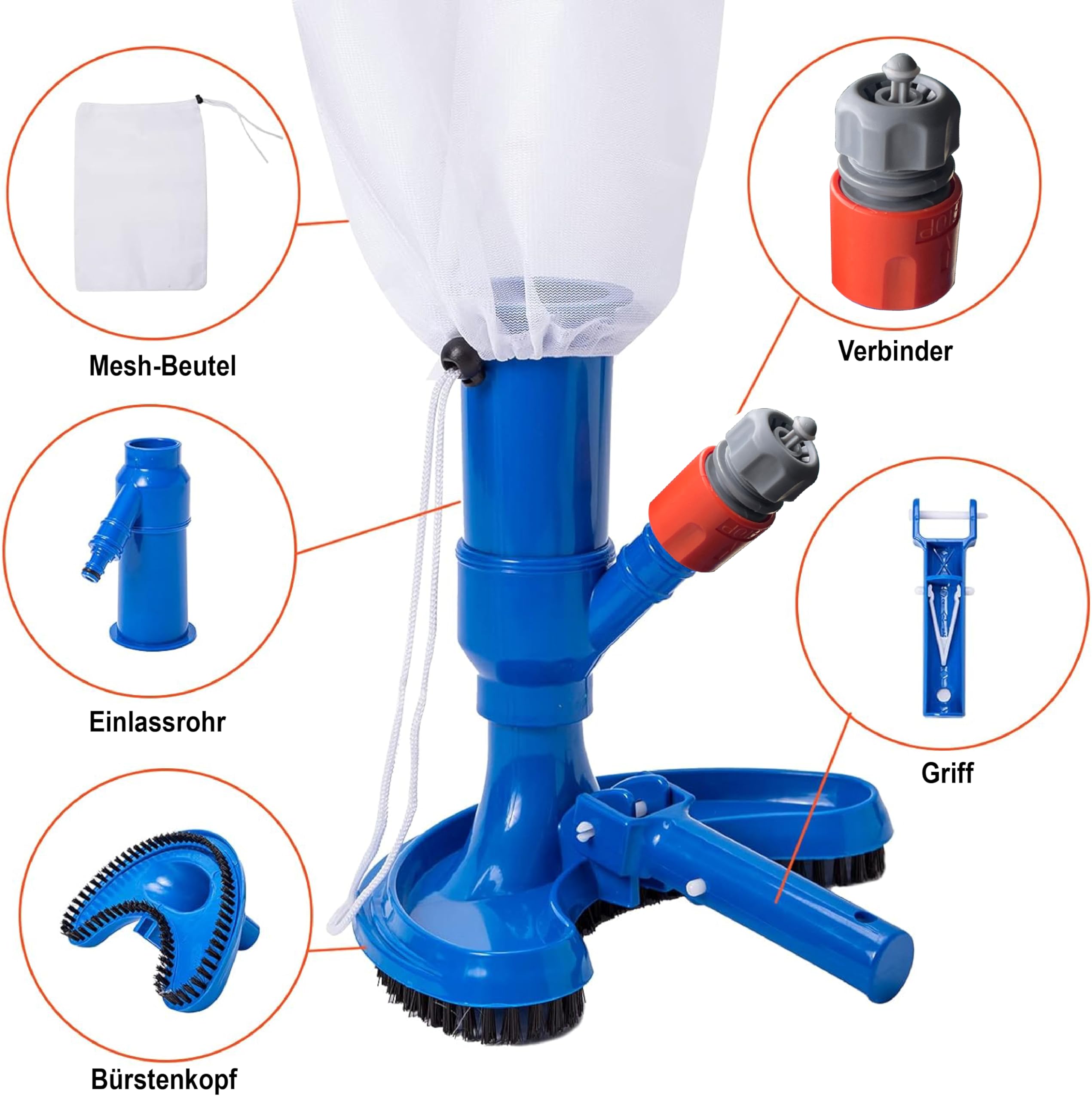 Kit Limpieza Piscina, Red de Limpieza de Piscina, Dispensador de Cloro, Cepillo Piscina, Kit de Mantenimiento de Piscina, Accesorios de Piscina, Set de Limpieza para Piscina, SPA, Jaccuzi
