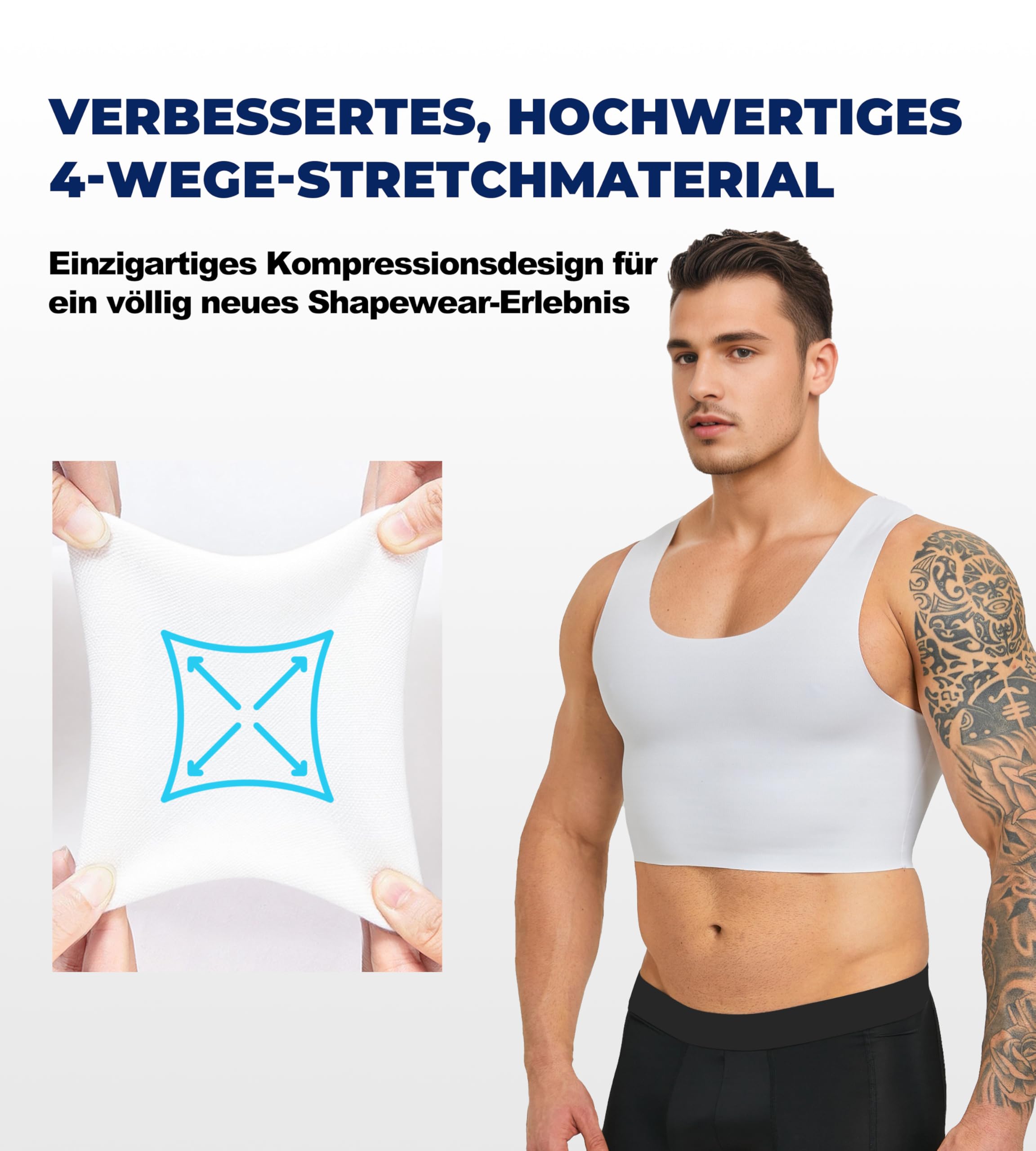 Kompressions-Gynäkomastie, Brust-Bindeband, Bauchweg-Tanktop, Brust-BH für Transgender, FTM, Tomboy, Männer und Frauen