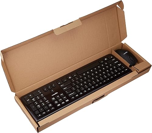 Miniatura 4 de Tienda Basics Paquete de teclado y mouse con cable, tamaño completo, diseño QWERTY, negro