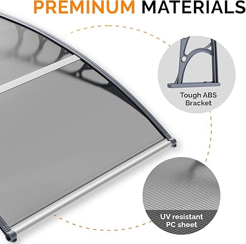 Vista 59 de VINGLI - Toldo para puerta y ventana para exteriores, 30 x 40 pulgadas, cubierta de policarbonato para puerta de patio, para protección del sol