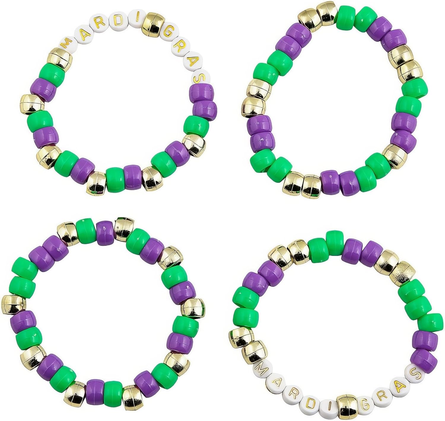 Fun Express Mardi Gras Pony Bead Bracelets - 24 Pieces