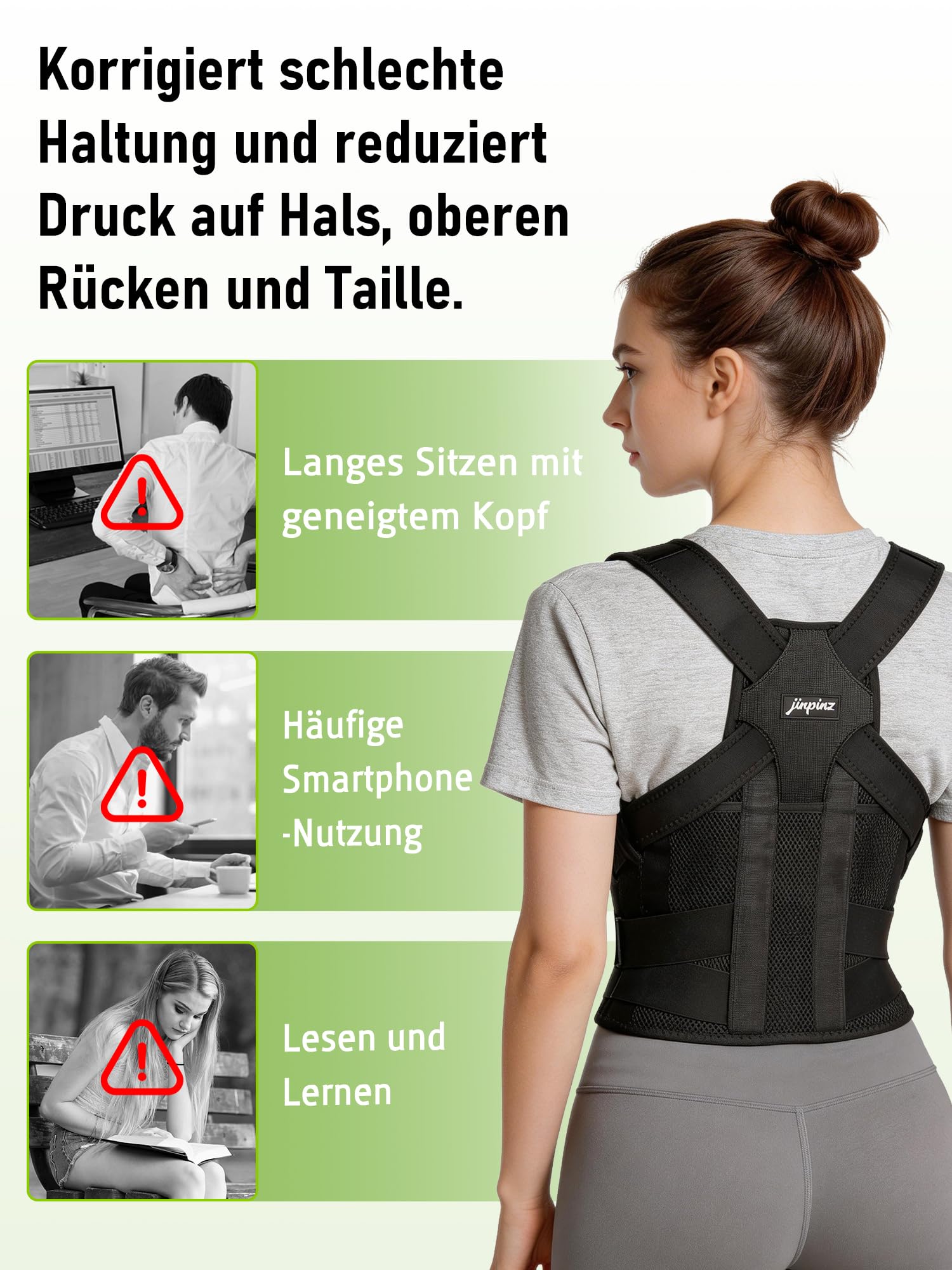 Rückenstützgürtel Rücken Geradehalter Haltungskorrektur Damen: Verstellbare Haltungstrainer Rücken Herren - Back Support Corrector für Schulter Nacken Gerader Rücken Geradehalter Frauen Männer - M