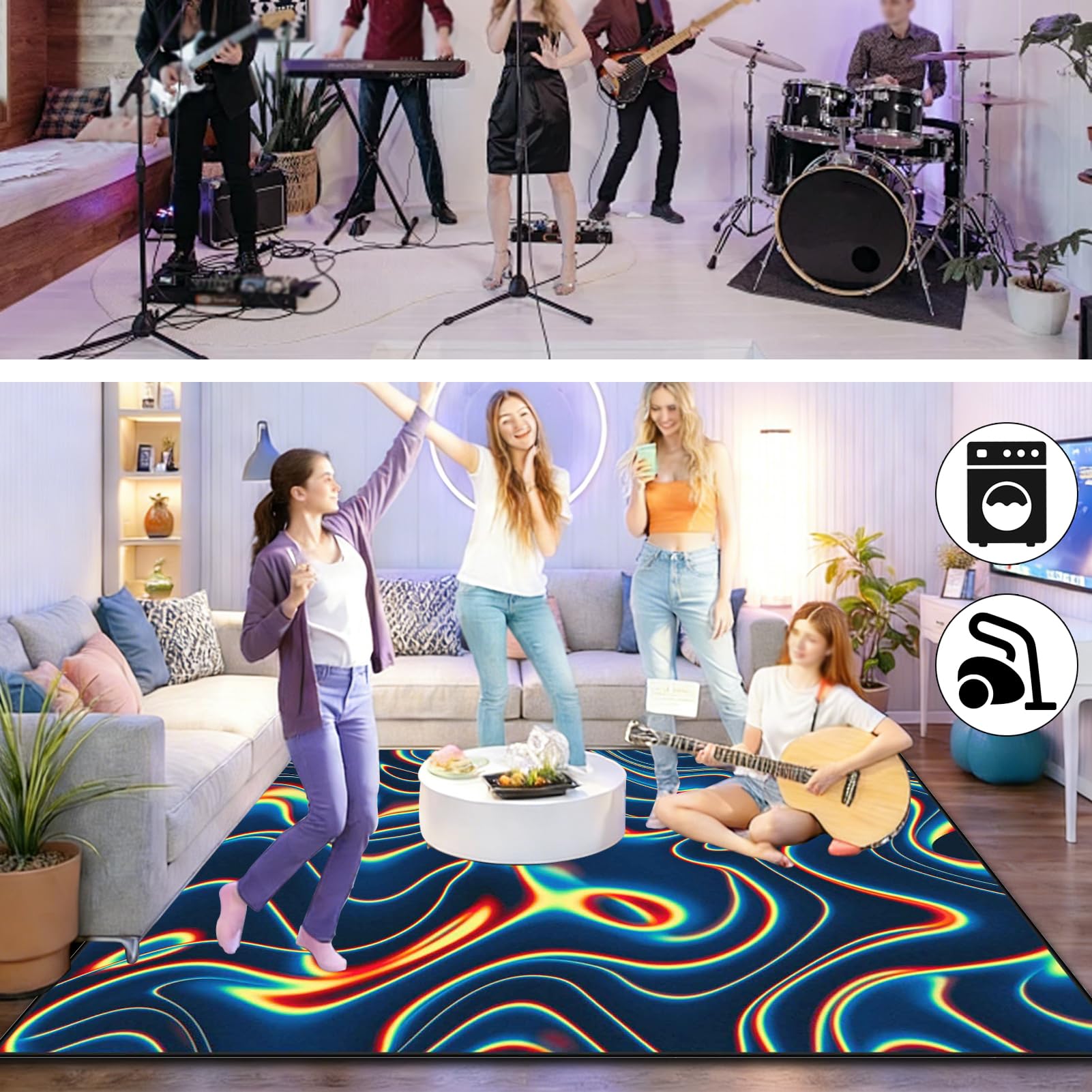 140 x 120 cm Dywan z baterią elektroniczną Dźwiękoszczelny Antypoślizgowy Dywan Pochłaniający Akustyczny Profesjonalna mata do instrumentów muzycznych do instrumentów muzycznych do gitary basowej