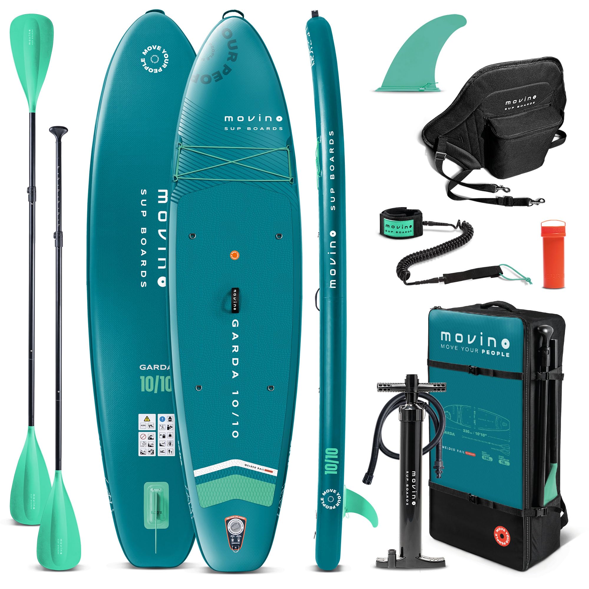 MOVINO Garda Allround 10’10" (330x81x15cm) 2in1 SUP Stand Up Paddling Board Set Aufblasbares Standup Paddle Board Leicht Sup Boards Und Zubehör Wasser Sport Welded Rail bis 150 kg