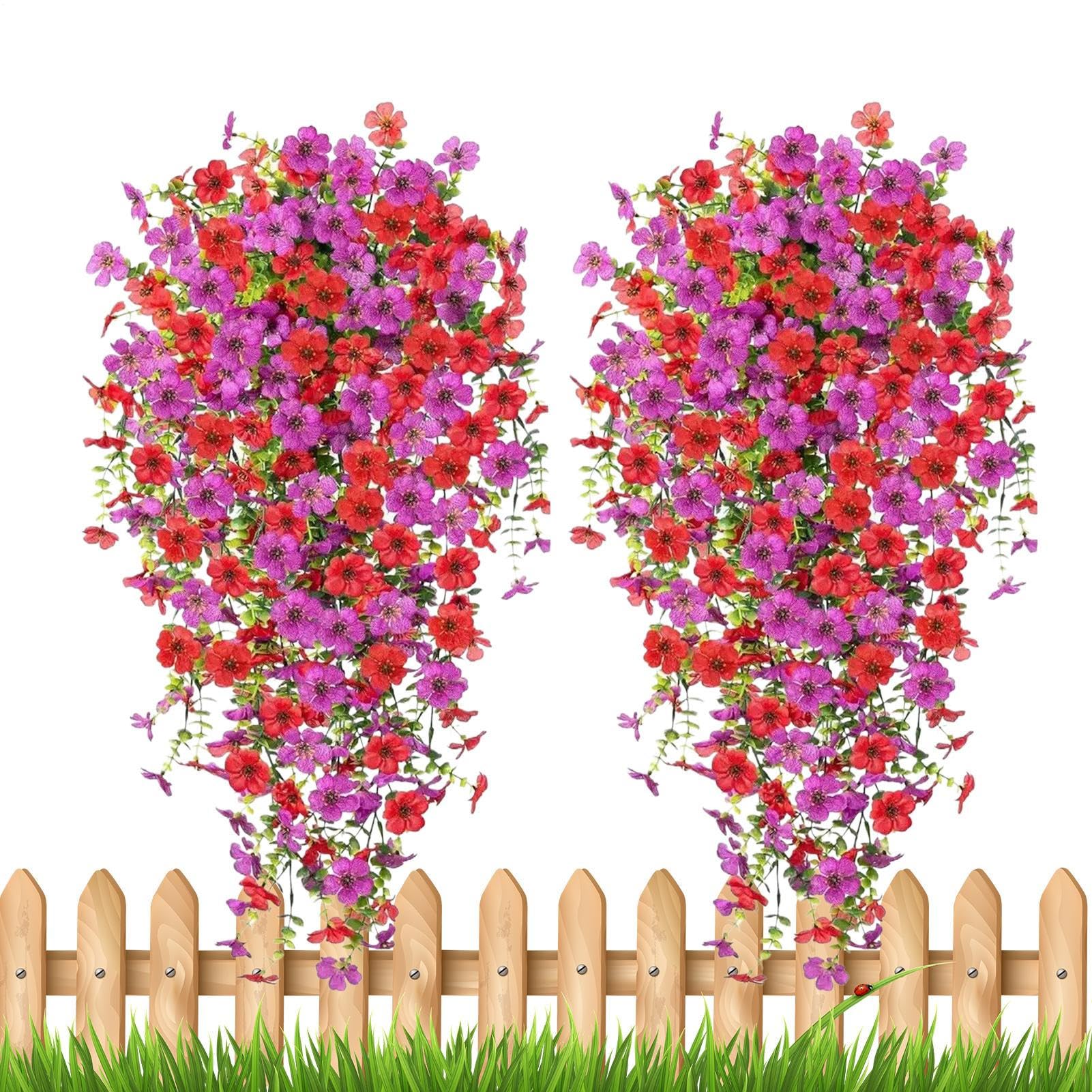 Fleurs artificielles en soie : lot de 2 plantes sans entretien pour pièces sombres et humides