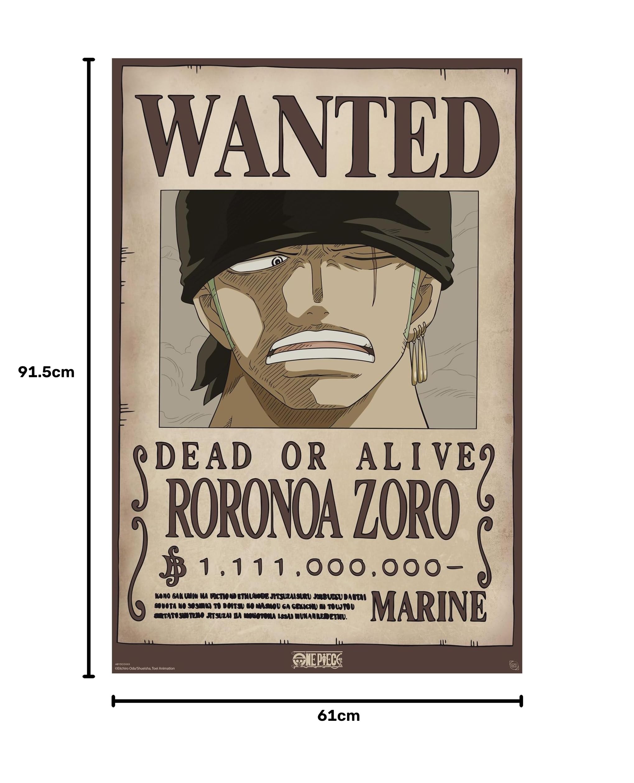 GB eye One Piece Wanted Zoro Wano 61 x 91.5cm / 24.2 x 35.8 inches