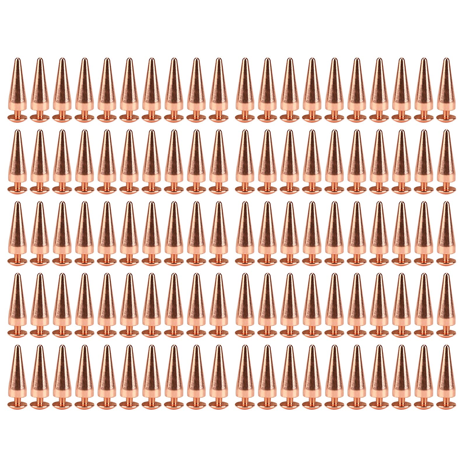 Haofy 100 Juegos de Tachuelas Cónicas de 10x26 Mm para Entusiastas del Bricolaje Material Resistente con Puntas de Remache de Metal para Decorar Ropa de Estilo Punk (latón 2)