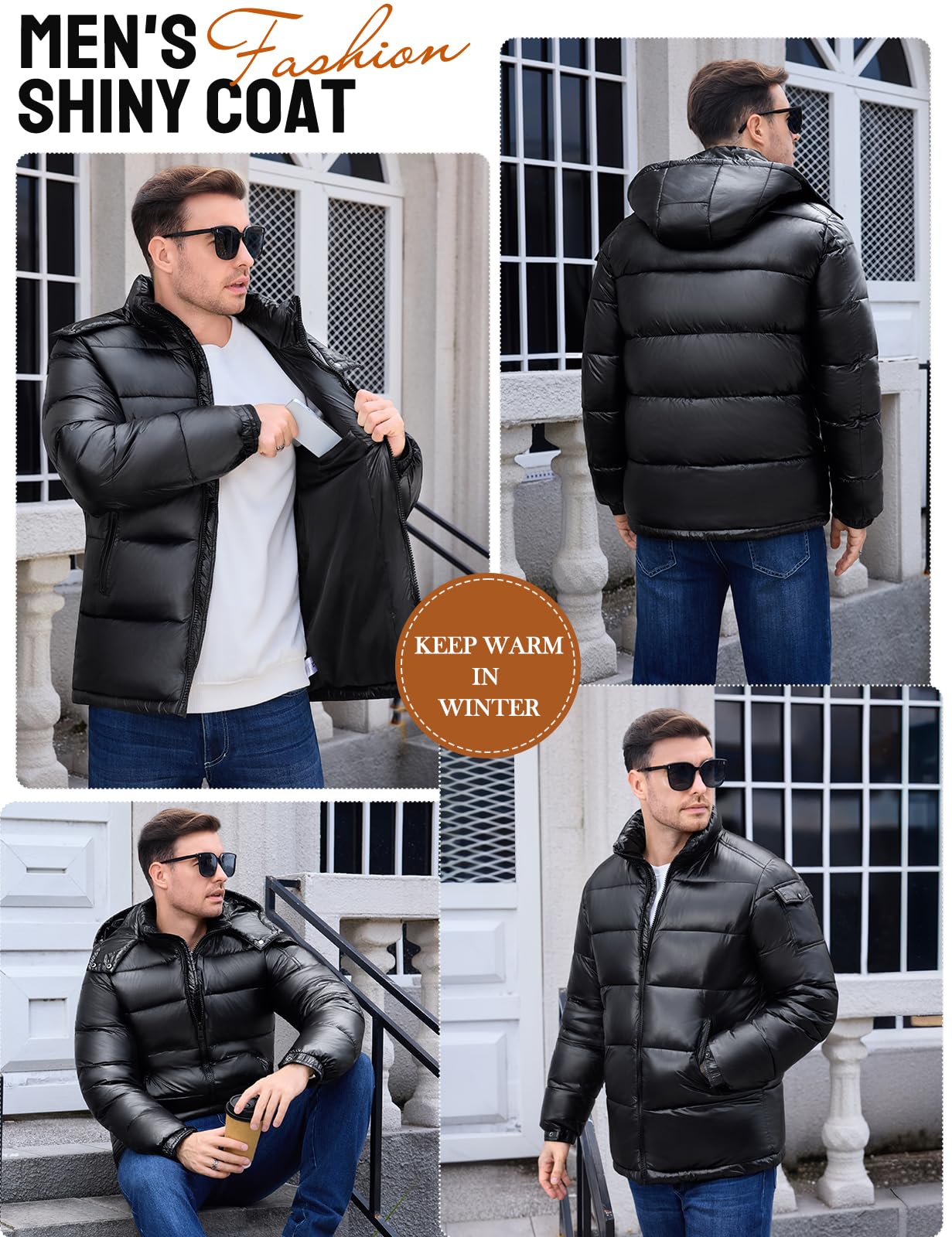 heekpek Chaqueta Hombre Invierno Abrigo Chaqueta Acolchada de algodón Repelente al agua Cazadora Para Hombre Termica Parka de Esqui Snowboard