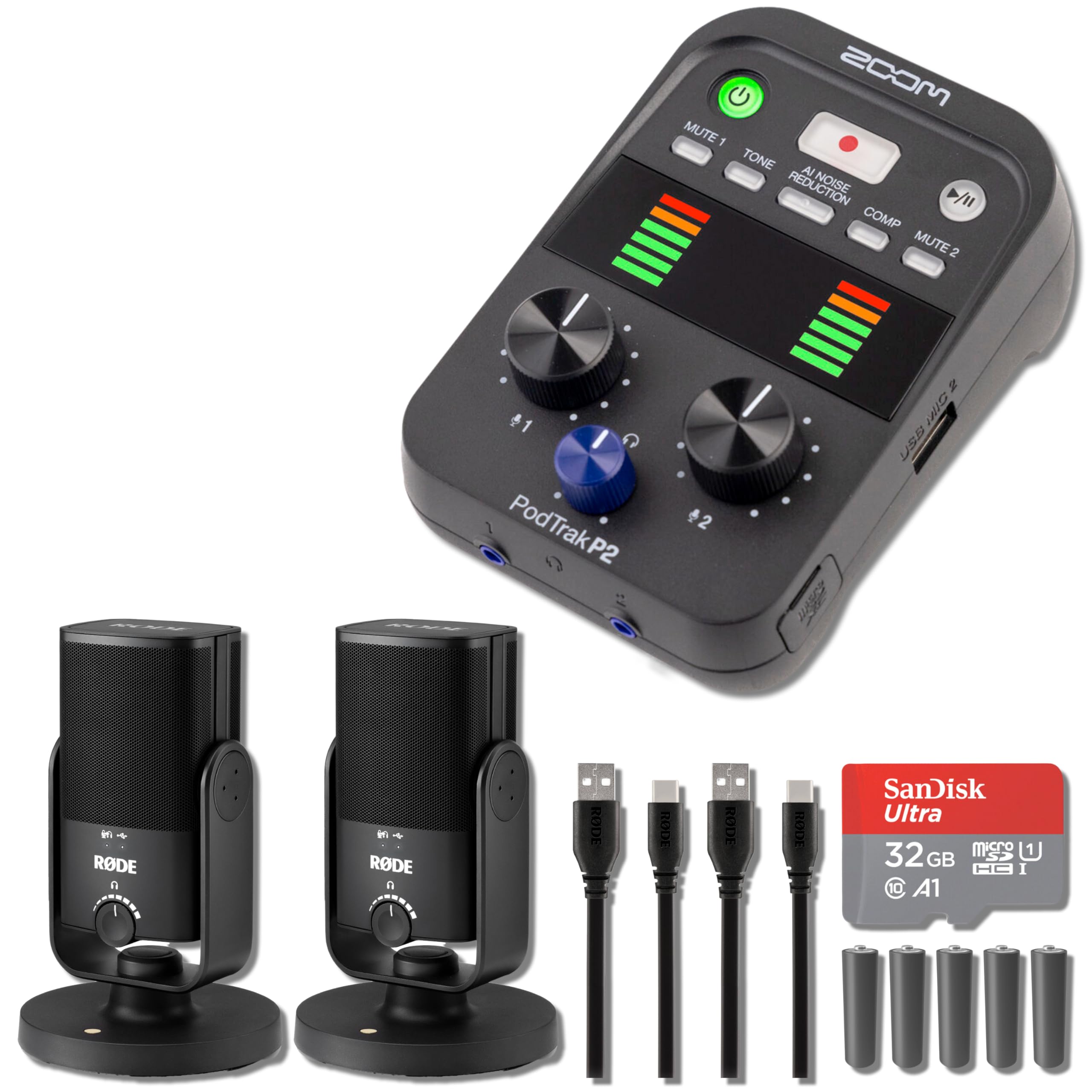 Amazon.com: Zoom PodTrak P2 USB Mic Recorder with 2X Rode NT