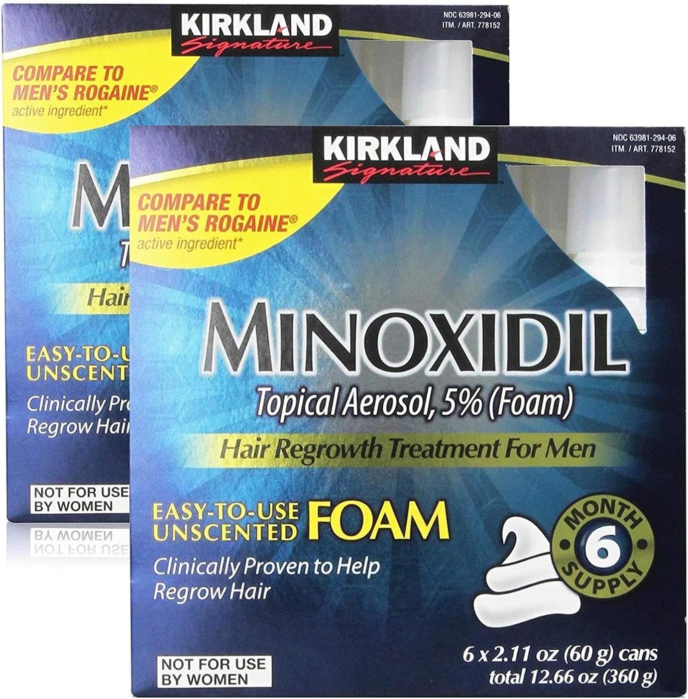 Kirkland Signature Hair Regrowth Minoxidil for Men, 2.11oz (6 Ct) (Pack of 10)