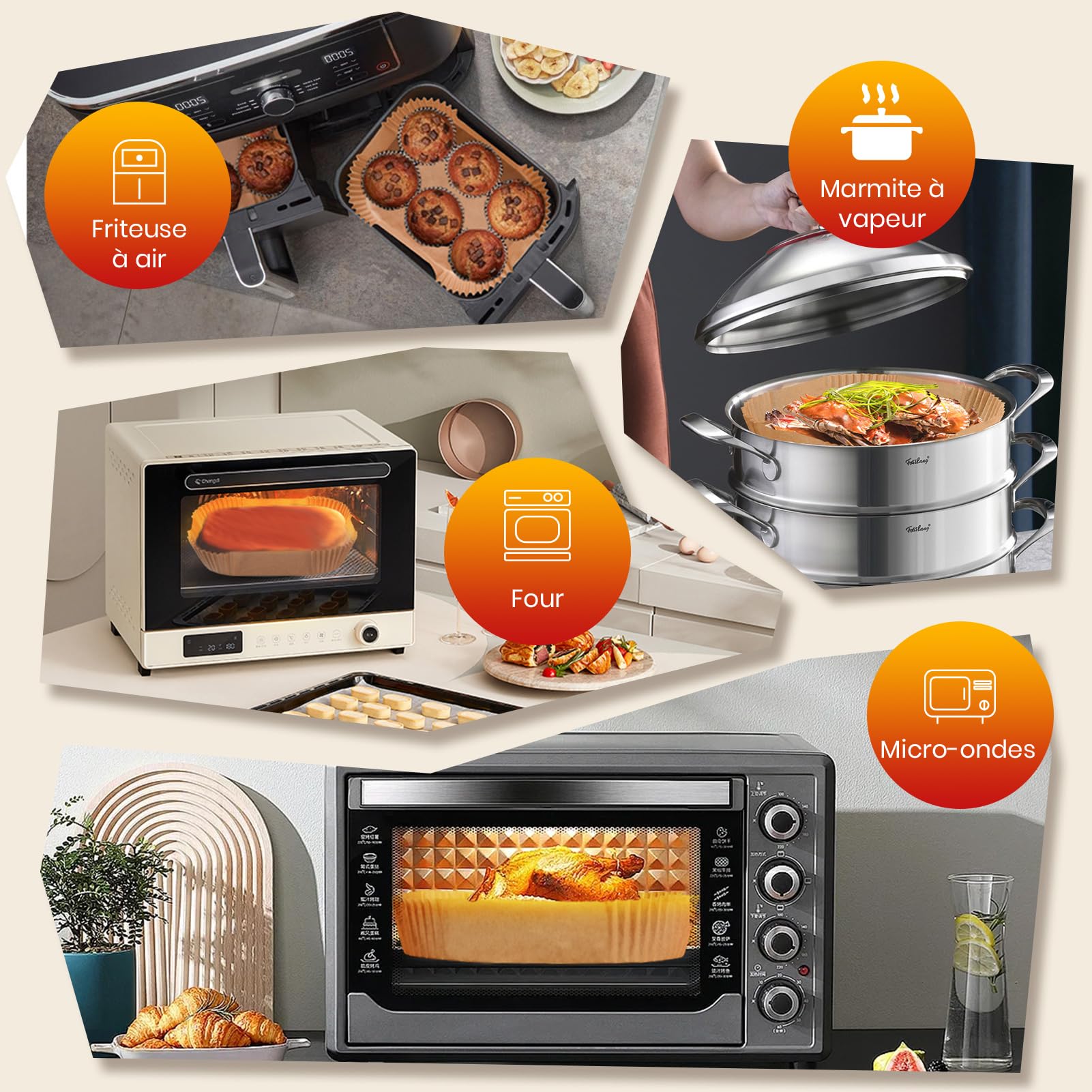 Papier kuchenny do Ninja Air Fryer, 300 sztuk, 20,5 x 14 cm, prostokątne, wkładki frytkownicy bezolejowej, akcesoria do podwójnego stosu Frytkownica powietrzna