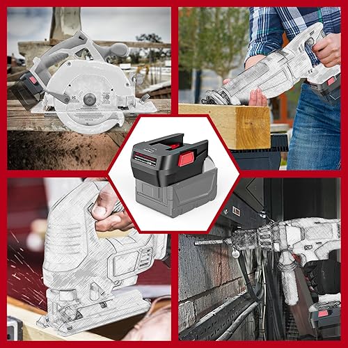 Miniatura 6 de ECARKE Adaptador de batería compatible con batería Milwaukee M18 de 18 V, convierte M-18 a V-18 para herramientas eléctricas de 18 V, para