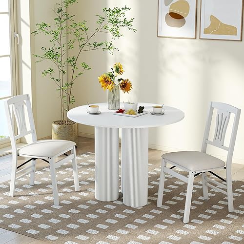 Miniatura 8 de GOFLAME Juego de 4 sillas de comedor plegables, sillas de cocina de madera con cómodos asientos acolchados, marco de madera de goma, sillas de