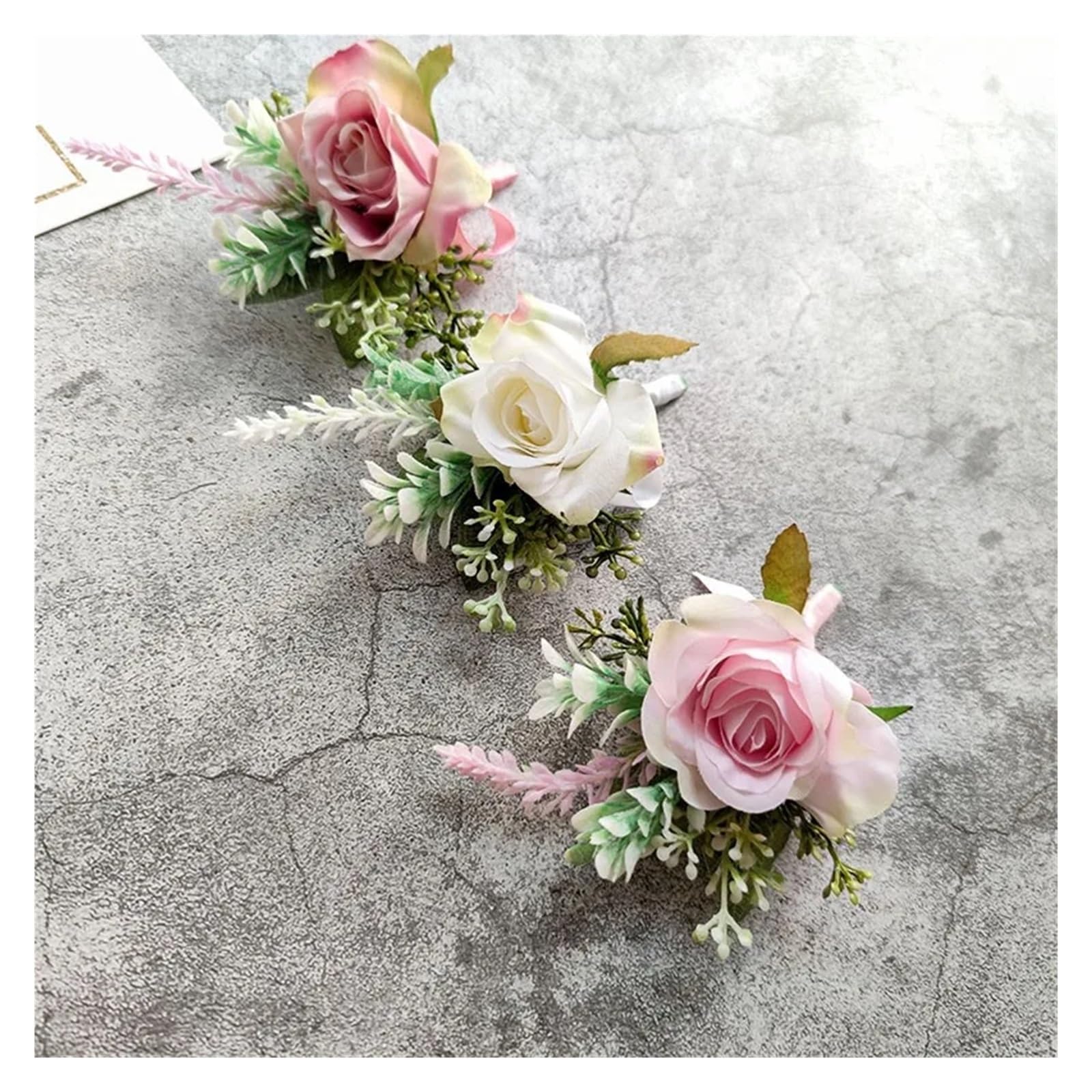 Handgelenk Corsage Bräutigam Corsage Hochzeit Boutonniere Rosa Rose Brosche Blumen Seide Anstecknadel Knopfloch Boutonniere for Gäste Ehe Zubehör(Boutonniere C)