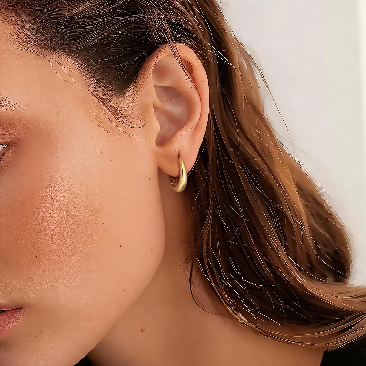 Gold Hoop Earrings for Women 14K Gold Earrings for Women 14K Gold Hoop Earring for Womens Hoops Flowing Curve for Feminine Feel Hoops Earring for Womens 13/18/ 22 MM