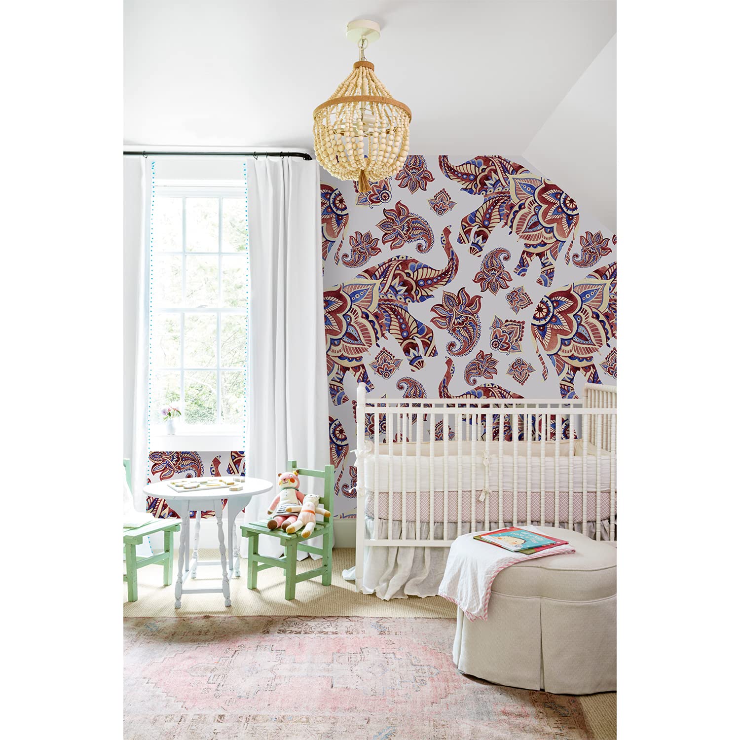 Papier Peint Latex Décoration Murale Éléphant paisley 208x146cm Chambre