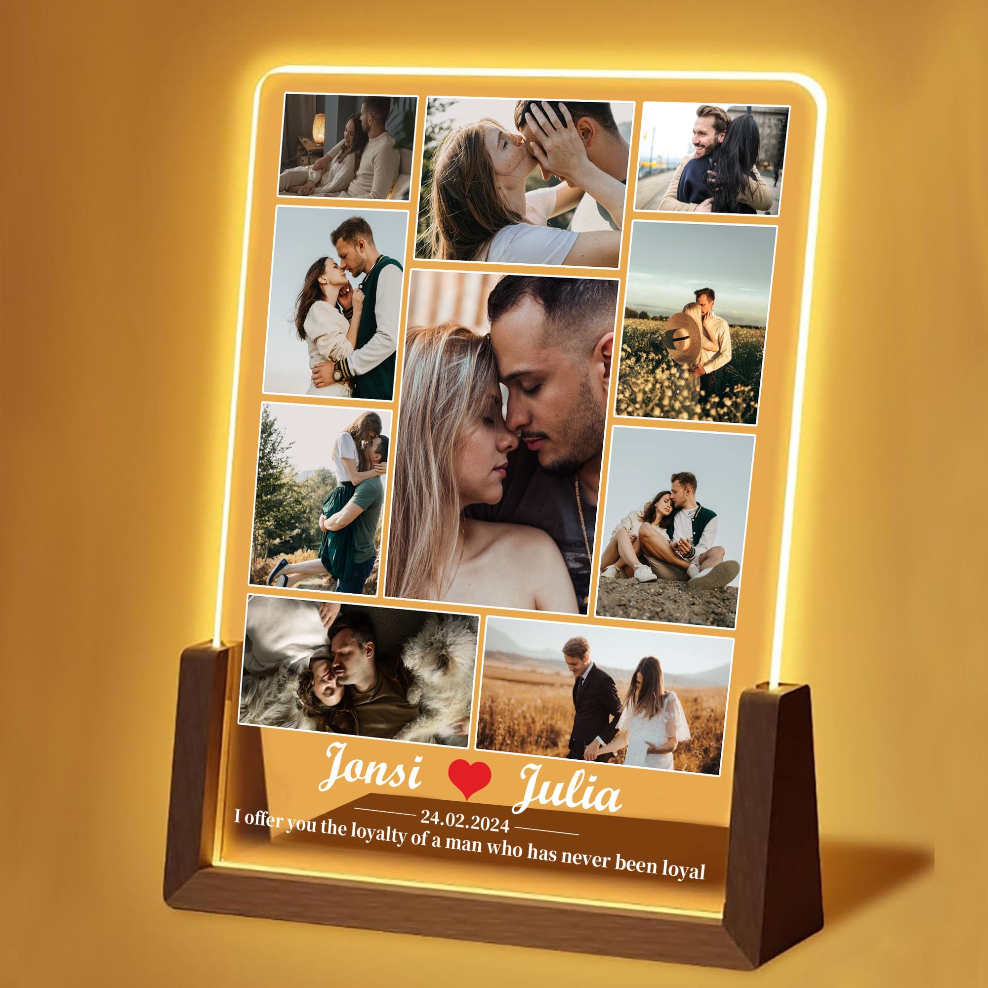 Generic Customized Acrylic Plaque with Photo Personalized Valentines Day Gifts for Boyfriend Customized Night Light Picture Frame for