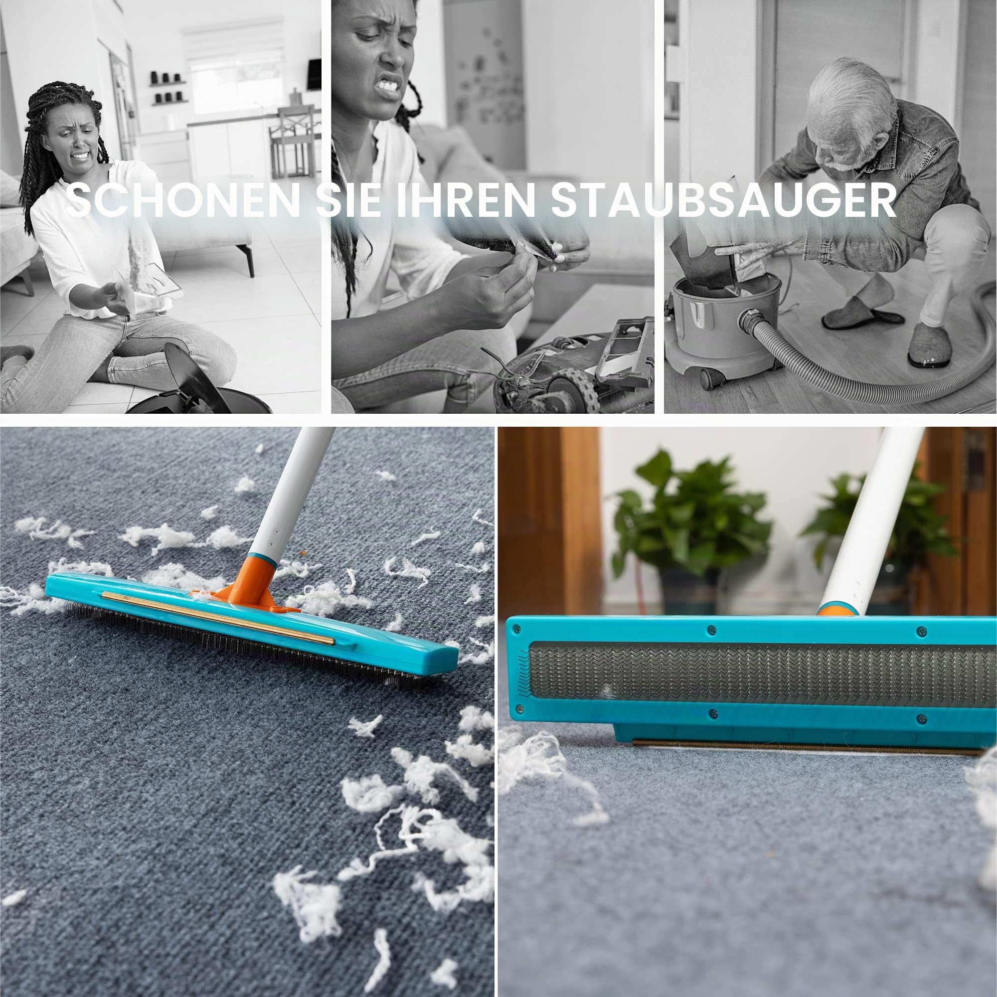 Produktbild von Carpet Groomer Rake Aus Holz Mit Metallzinken – Shag-Teppichrechen Für Wohnaccessoires