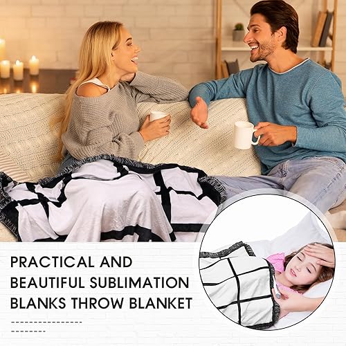 Miniatura 6 de Kinlop 6 mantas de sublimación en blanco de 40 x 60 pulgadas con 20 paneles y fundas de almohada en blanco de sublimación, funda de cojín con 9