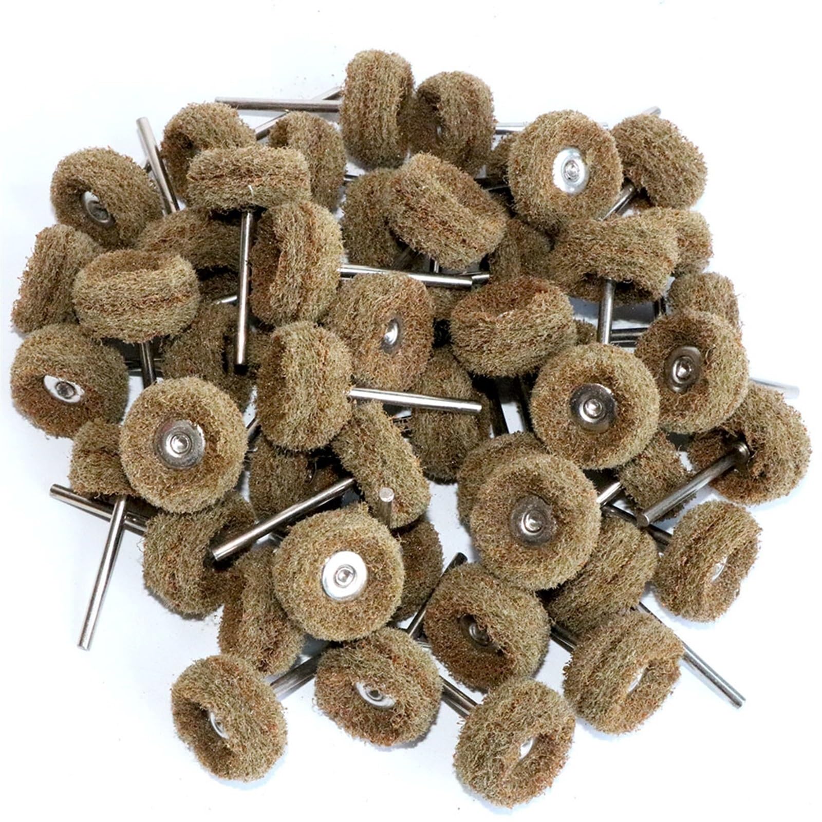 Herramientas de Rueda de Pulido, Discos de Solapa, Rueda de Pulido Abrasiva, Cabezal de Pulido de Fieltro de Lana, Estropajo/50Pcs Brown 120Grit/2.35Mm Shank