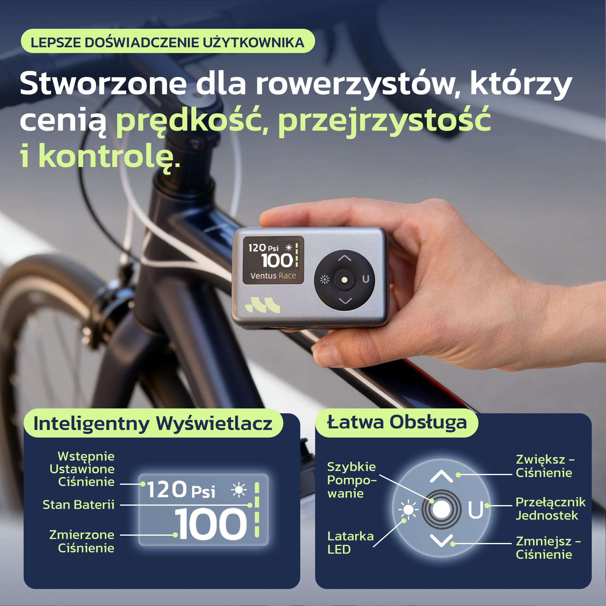 Woowind Pompka rowerowa, szybkie pompowanie 50s, elektryczna pompka rowerowa z manometrem, 120 PSI, do pompowania opon, z zaworem Presta i Schrader do rowerów szosowych, rowerów miejskich i MTB