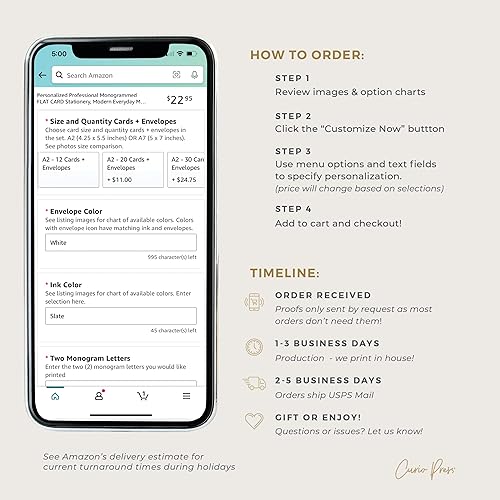 Miniatura 7 de Custom Monogram Flat Notecards, Traditional 3 Initial Note Stationery, Wedding Thank You Stationary, Three Letter Monogram, Vine Mono Flat