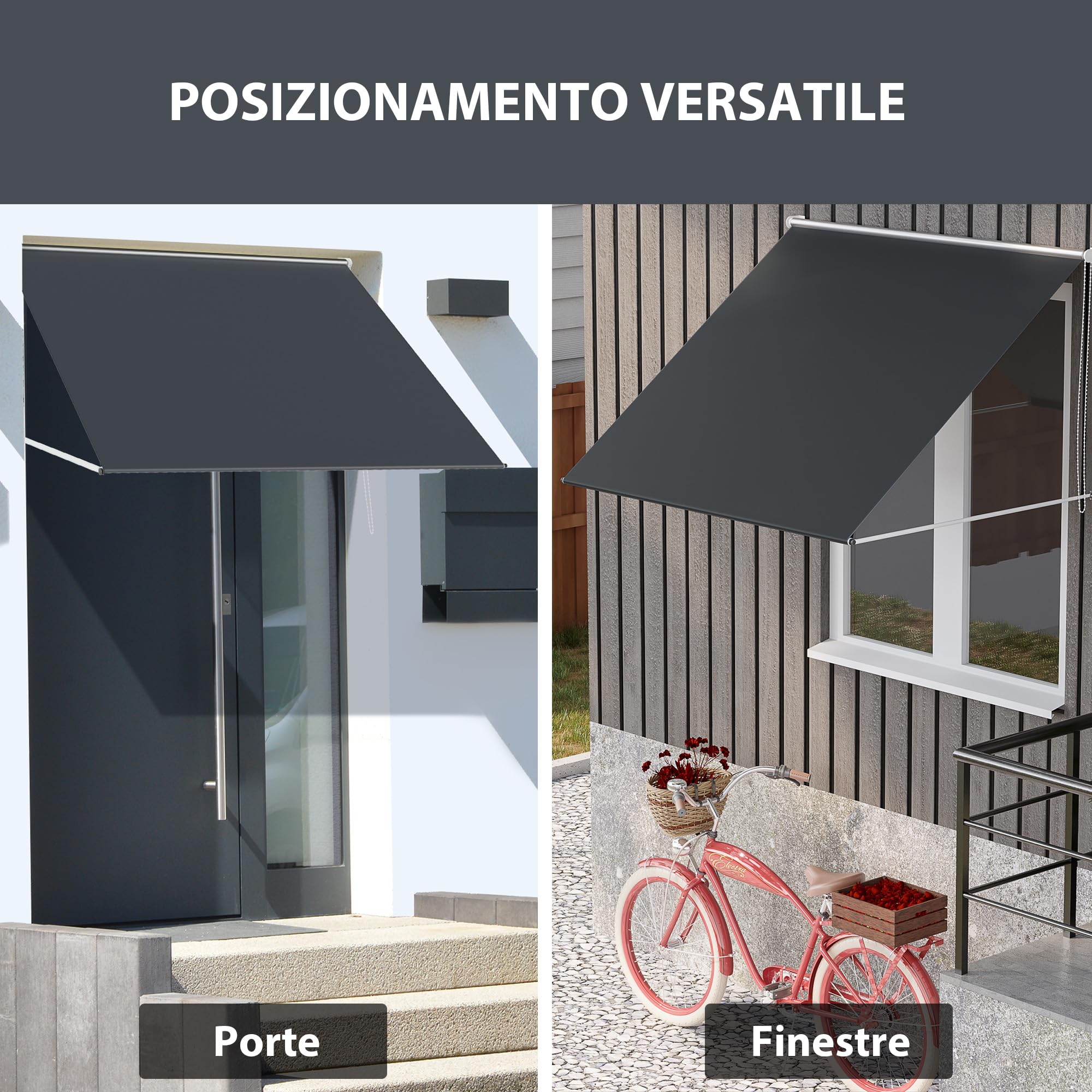 Outsunny Tenda da Sole a Bracci con Apertura Manuale, Tenda Parasole Inclinabile con Protezione UV30+, 150x120 cm, Grigio Scuro