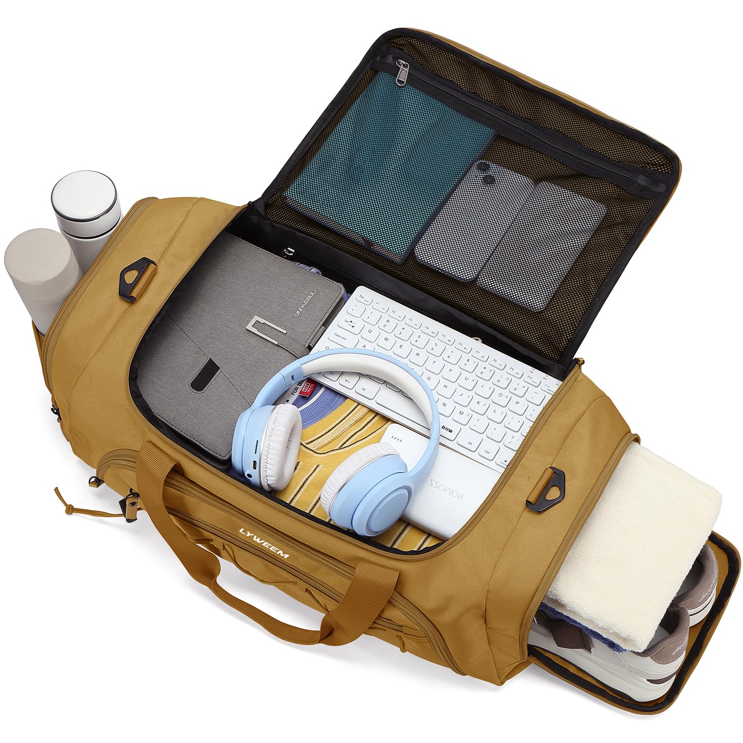 Lyweem 40L Sports Dufflel Bags for Men Medium Gym Bag Backpack & Travel Duffle Holdall Bag with Shoes Compartment and Wet Pocket - Image 4