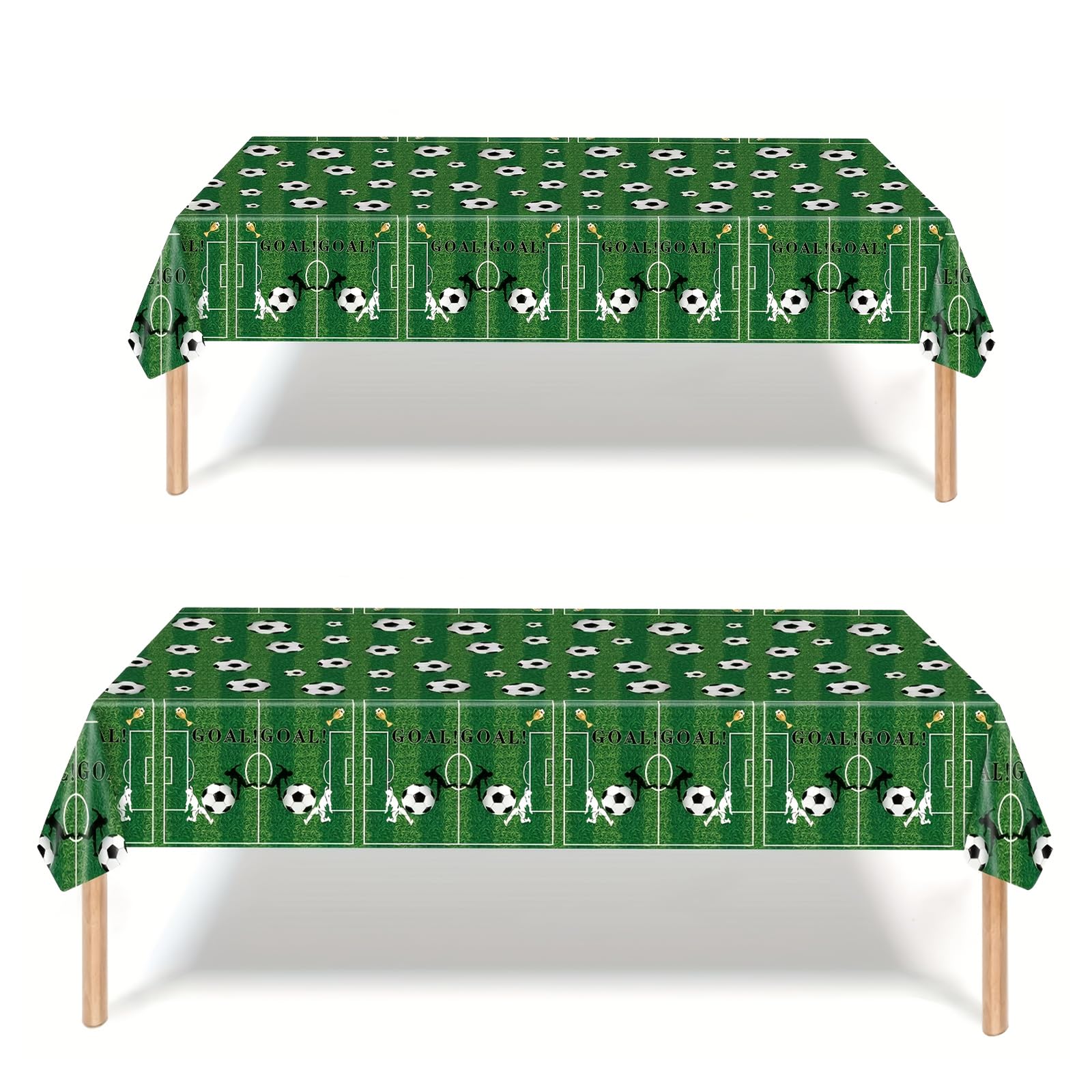 2P Football Party Tablecloths,137 x 274cm Black and White Soccer Plastic Table Cover Football Sports Party Rectangular Table Cloth,Football Theme Tablecloth for Birthday World Cup Soccer Partys Decor