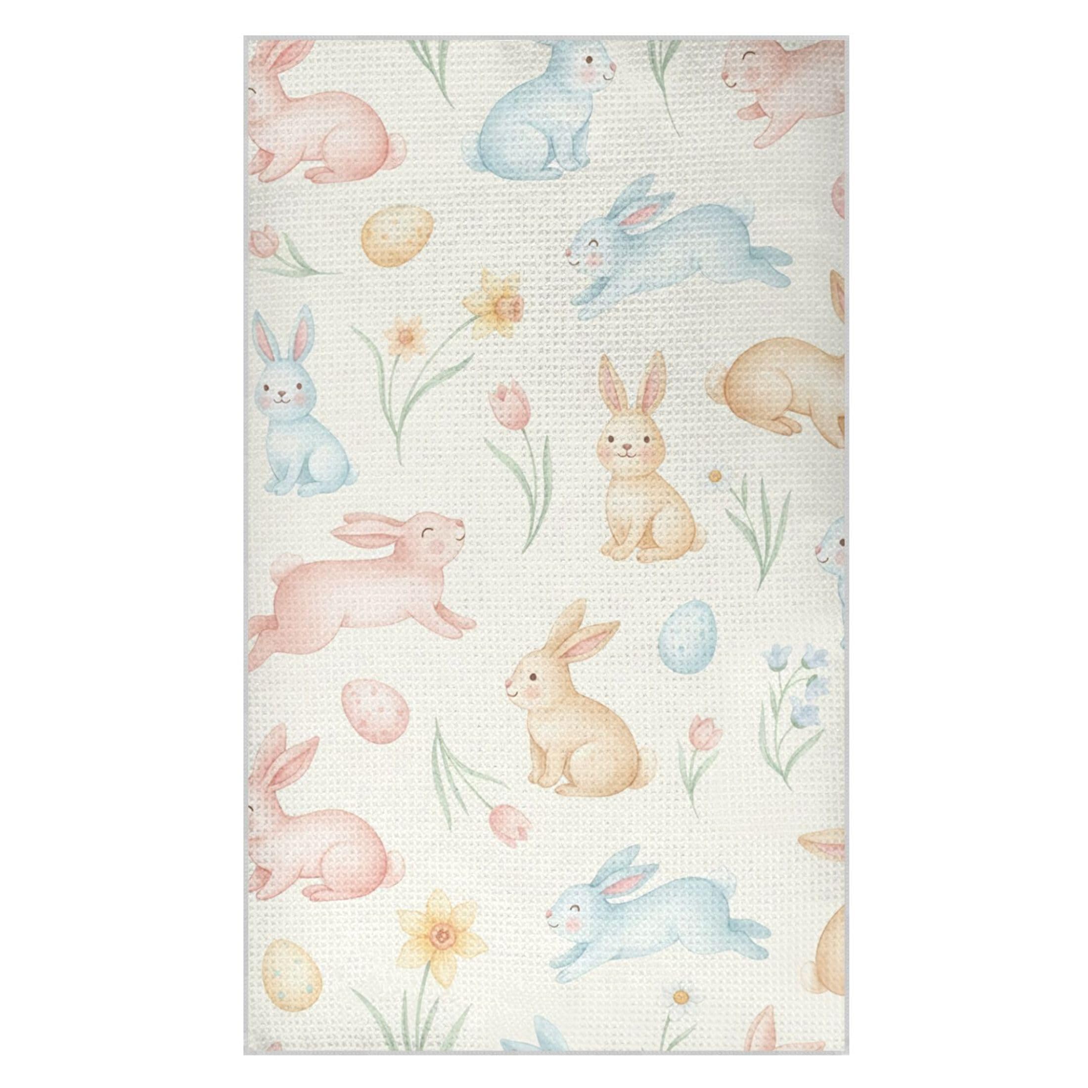 Kutsu Easter Bunny Waffle Weave Kitchen Towels Absorbent Quick Drying Dish Towels for Kitchen, Decorative Tea Towel, 18x30 in