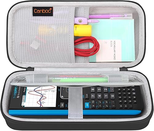 Canboc Funda para calculadora gráfica de color Texas Instruments TI-Nspire CX II CASTI-Nspire CX IITI-Nspire CX CAS, cables de malla para bolsa,