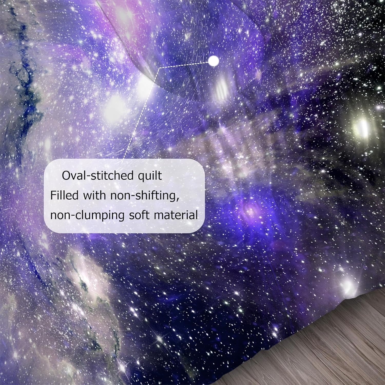 Galaxy Comforter Set Twin Size Purple Black Space Nebula Bedding Set Universe Star Glitter Quilt Bed Sets for Kids Teens Girls Boys Bedroom, 1 Comforter & 1 Pillowcase