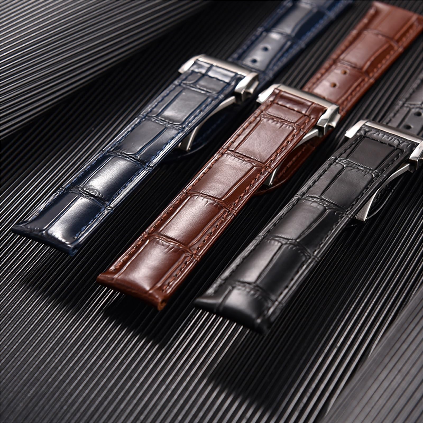Generico Bracelet de montre à boucle déployante - Cuir de veau premium pour collections de montres emblématiques