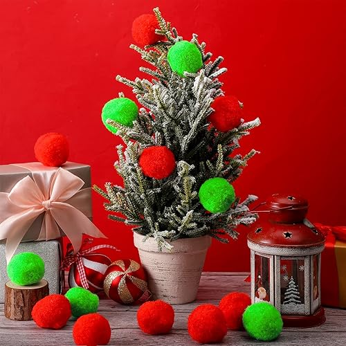 Miniatura 9 de WILLBOND 80 bolas de pompones para manualidades, bolas de felpa esponjosas, bolas de pelo para disfraz de Navidad, decoración de Navidad, bolas de