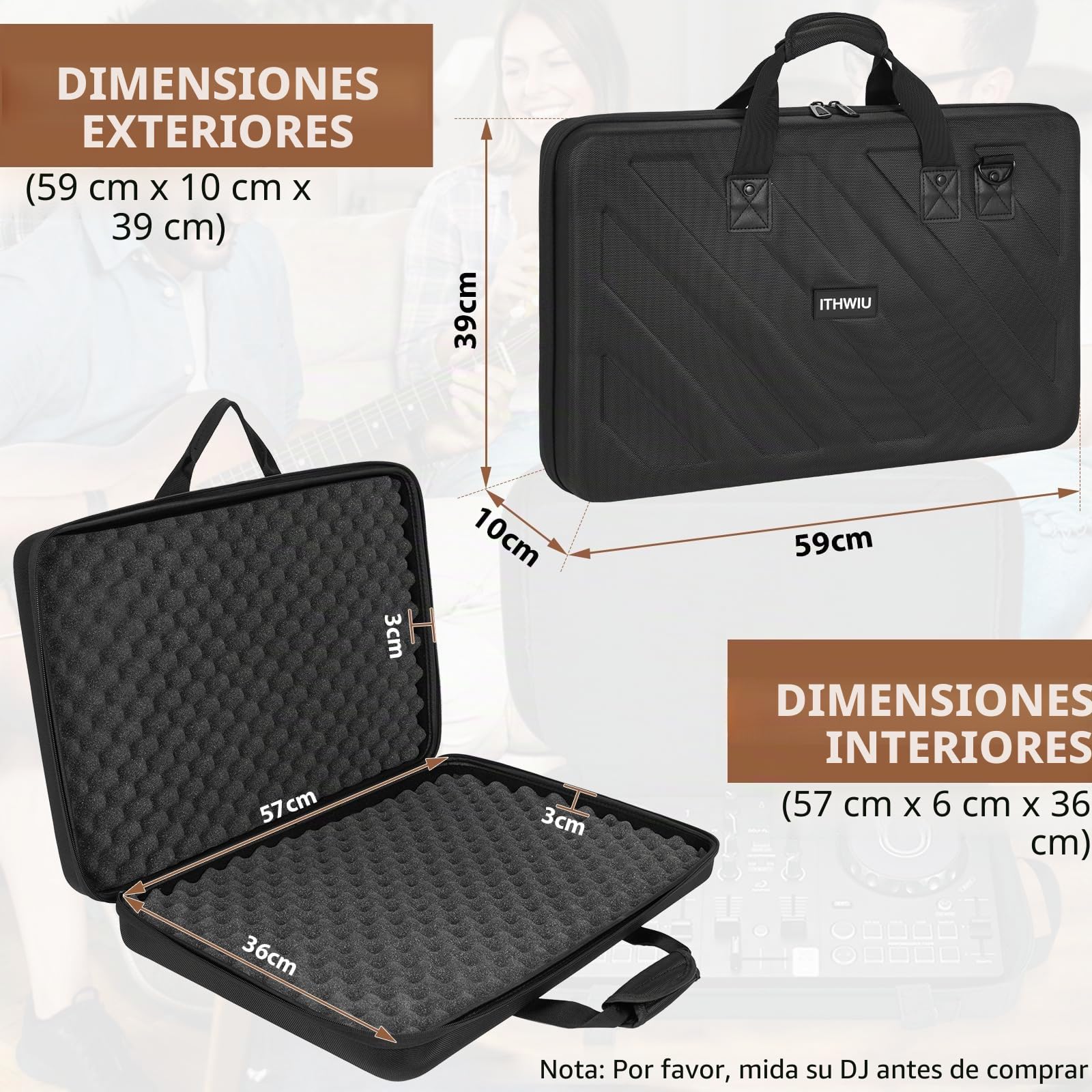 OUUTMEE Bolsa de transporte para Pioneer, Negro , 58 cm x 37 cm x 9 cm, Maleta de equipaje