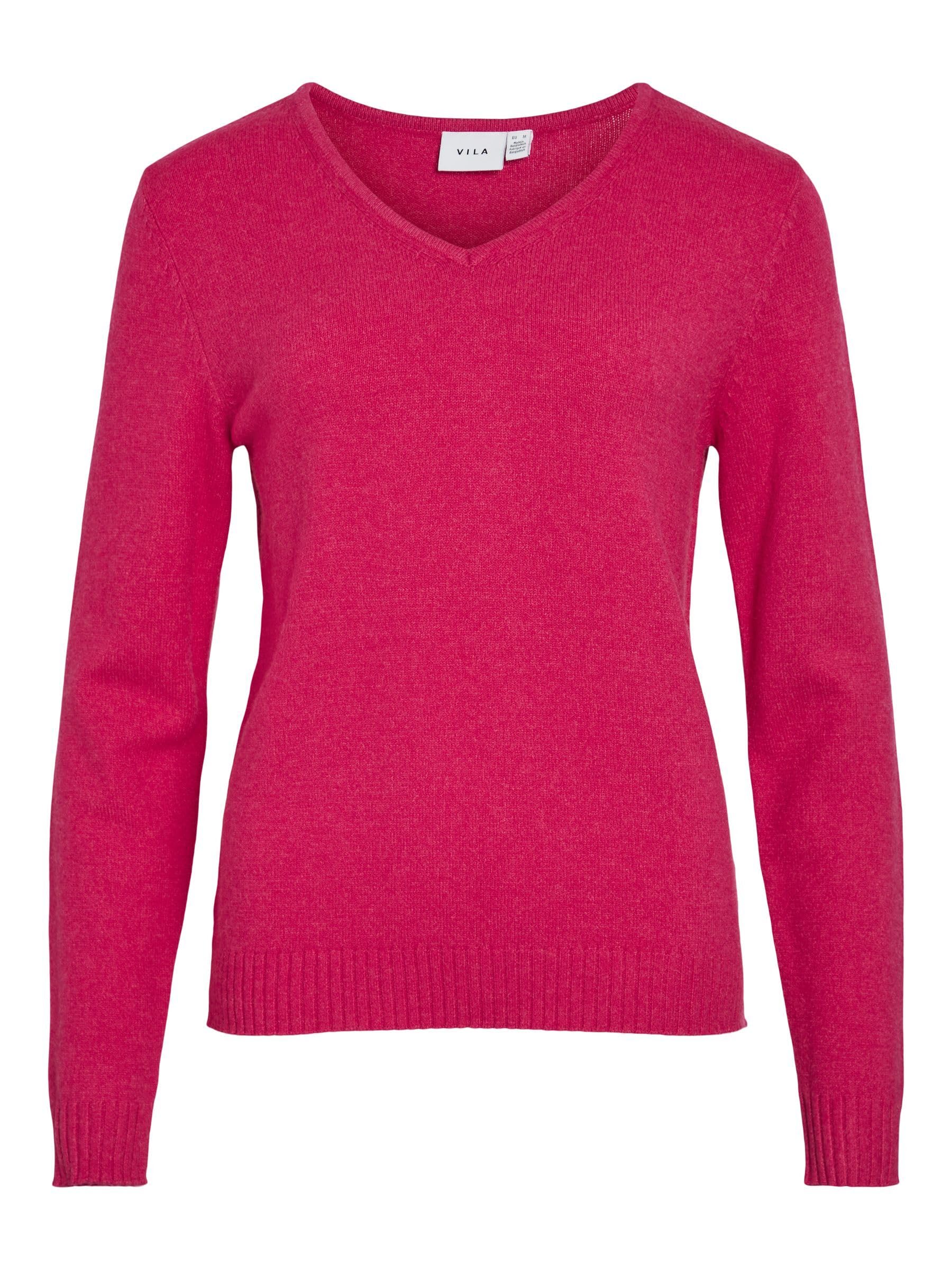 Vila Women's Jazzy Viril V-Neck L/S Knit Top - Noos, S
