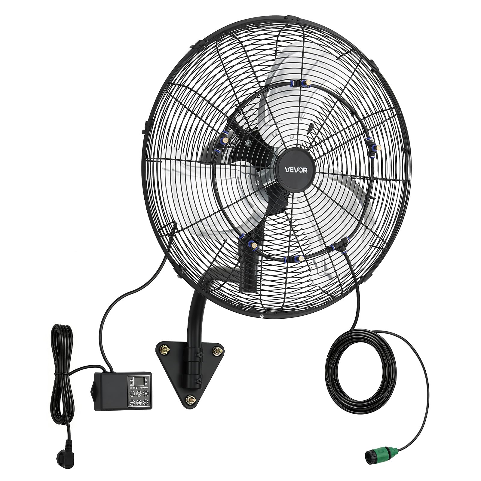 VEVOR Ventilatore da Parete Industriale, 505 mm, Ventilatore Oscillante a Muro con Nebulizzazione, IP44, 3 Velocità, Telecomando, Flusso d'Aria Potente, per Officine, Garage e Ambienti Commerciali