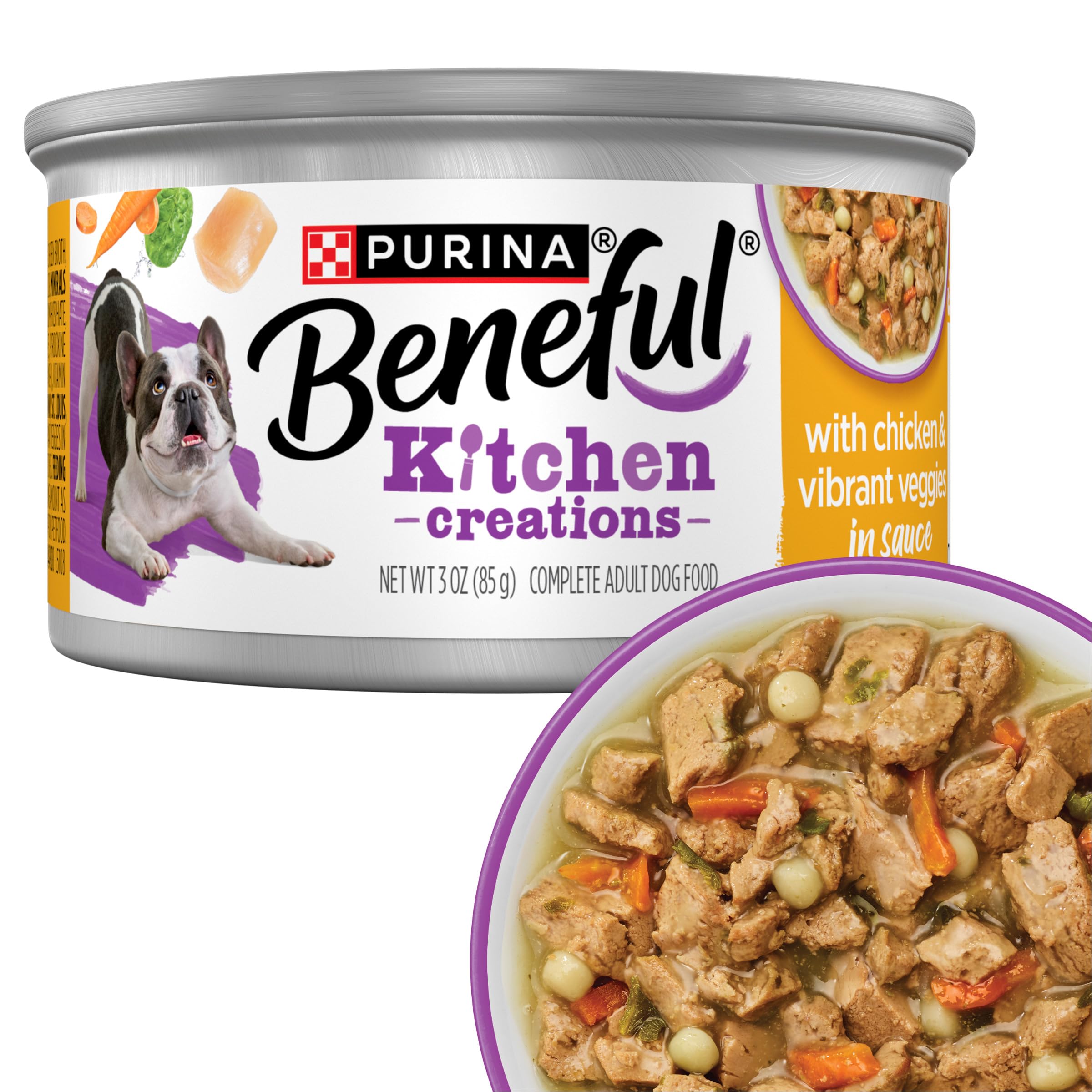 Purina Beneful Kitchen Creations With Chicken and Vibrant Veggies in Sauce Wet Dog Food - (Pack of 12) 3 oz. Cans