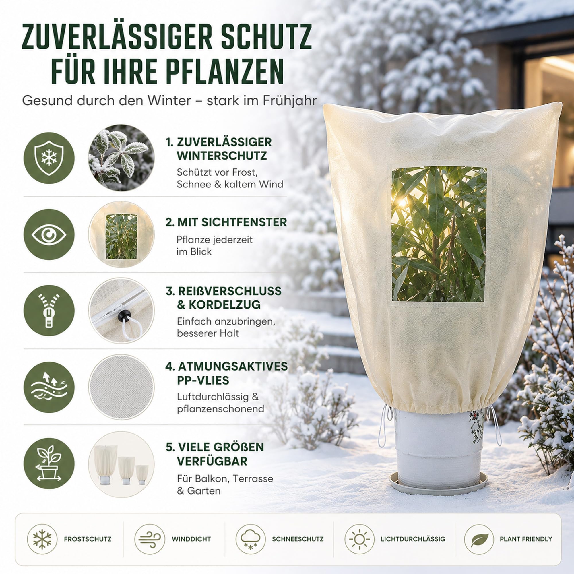 Winterschutz für Pflanzen，Pflanzenschutz Winter,Kübelpflanzensack