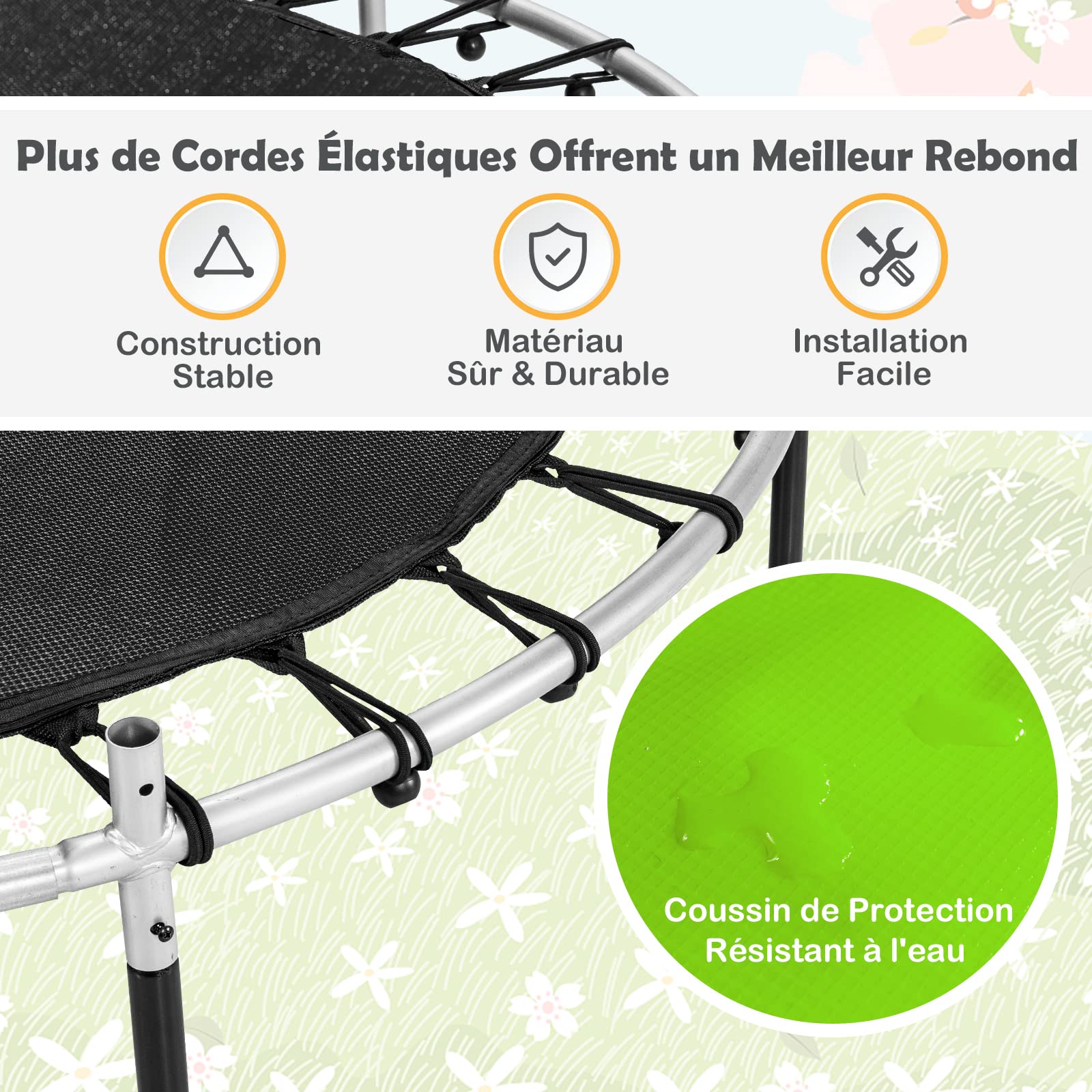 GOPLUS Trampoline Extérieur Enfant Ø165cm, Cadre en Acier, Trampoline pour Enfants avec Filet de Sécurité, Charge Maximum 45KG