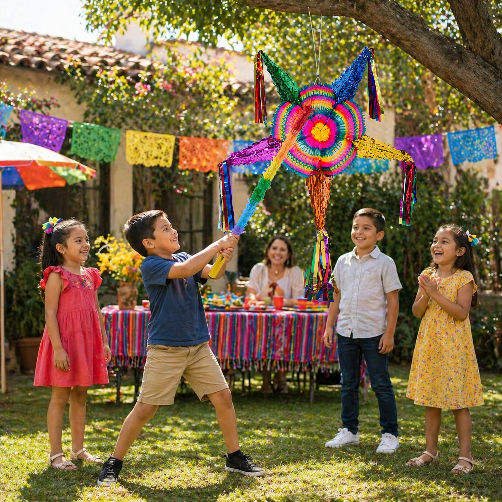 PCFING Grande piñata étoile mexicaine arc-en-ciel 81,3 cm pour décorations