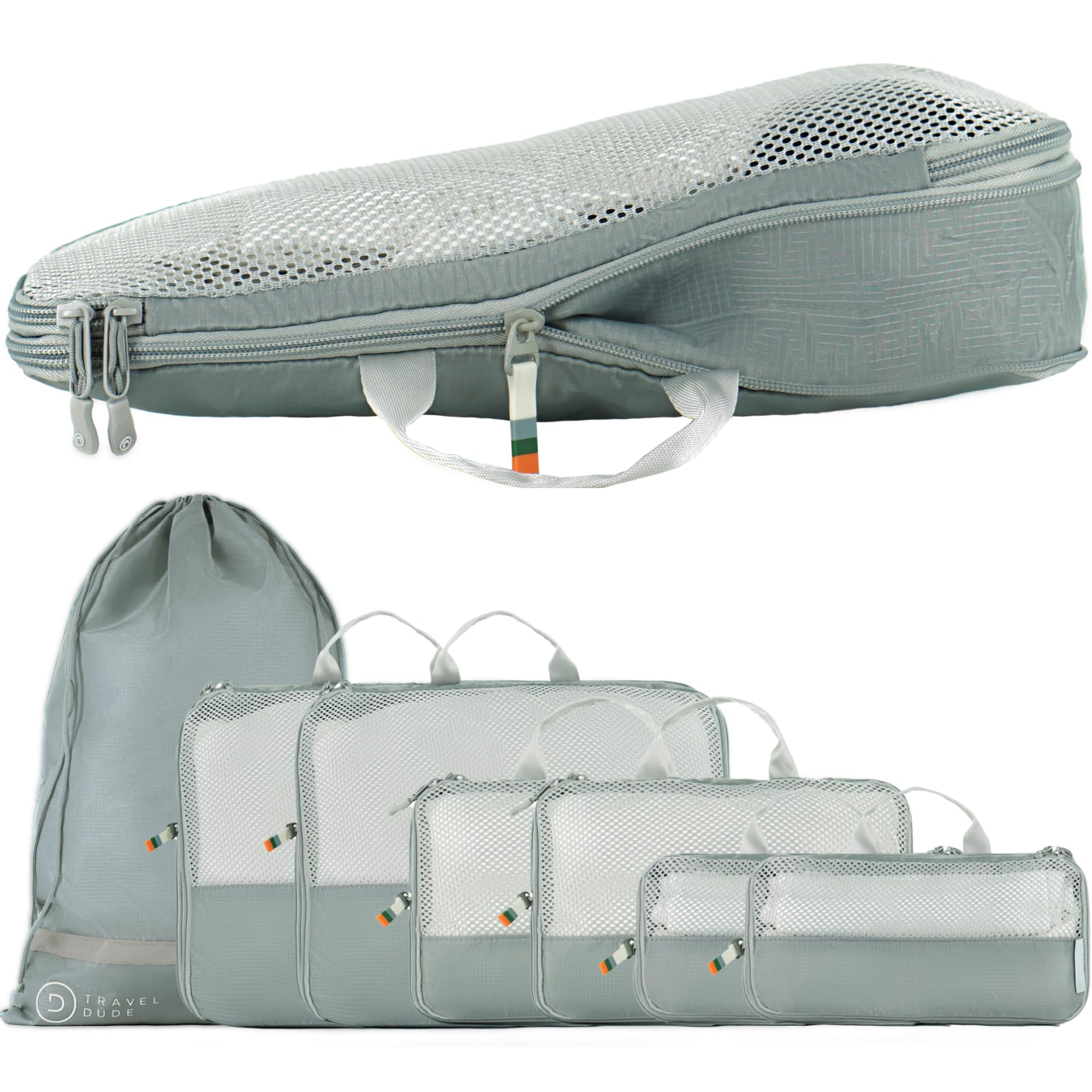 TRAVEL DUDE Organisateur Valise Compressible – Sac de Compression Voyage, Packing Cubes et Pochette Rangement – Idéal pour Rangement Valise et Organisation de Voyage