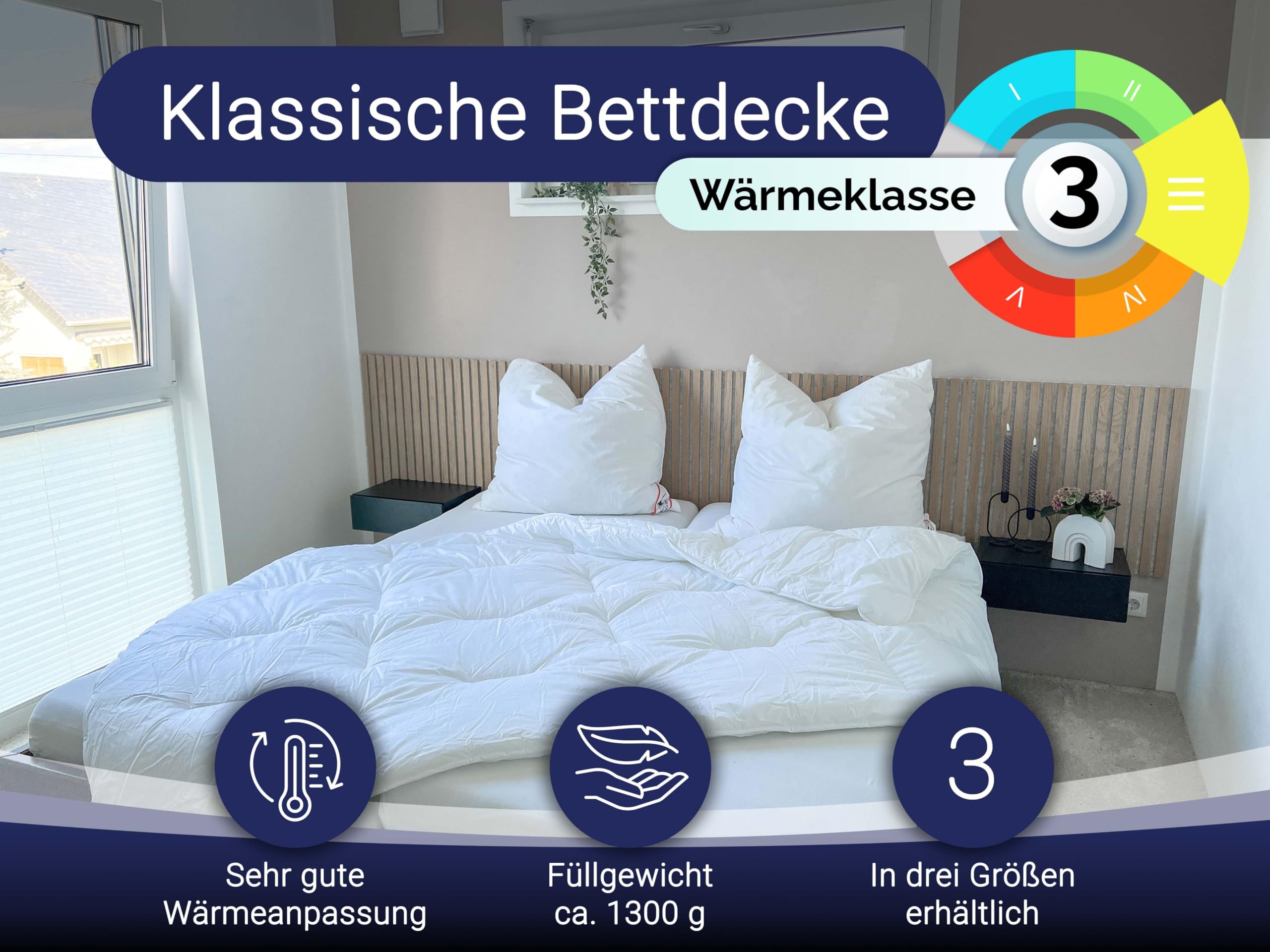 ZOLLNER Bettdecke in 135x200 cm - atmungsaktive und hautfreundliche Decke mit Karosteppung - Made in Europe - waschbar bis 60°C - Hotelqualität - Oeko Tex® Zertifiziert