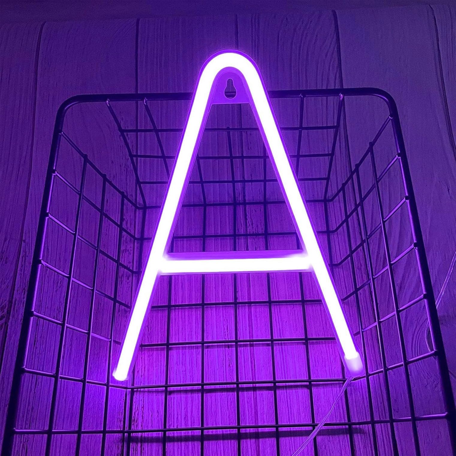 Neon Purple LED Marquee Letter Lights, Light Up Letters Glitter Alphabet Letter Sign Battery Powered for Night Light Birthday Party Wedding Girls Gifts Home Bar Christmas Decoration — image 1