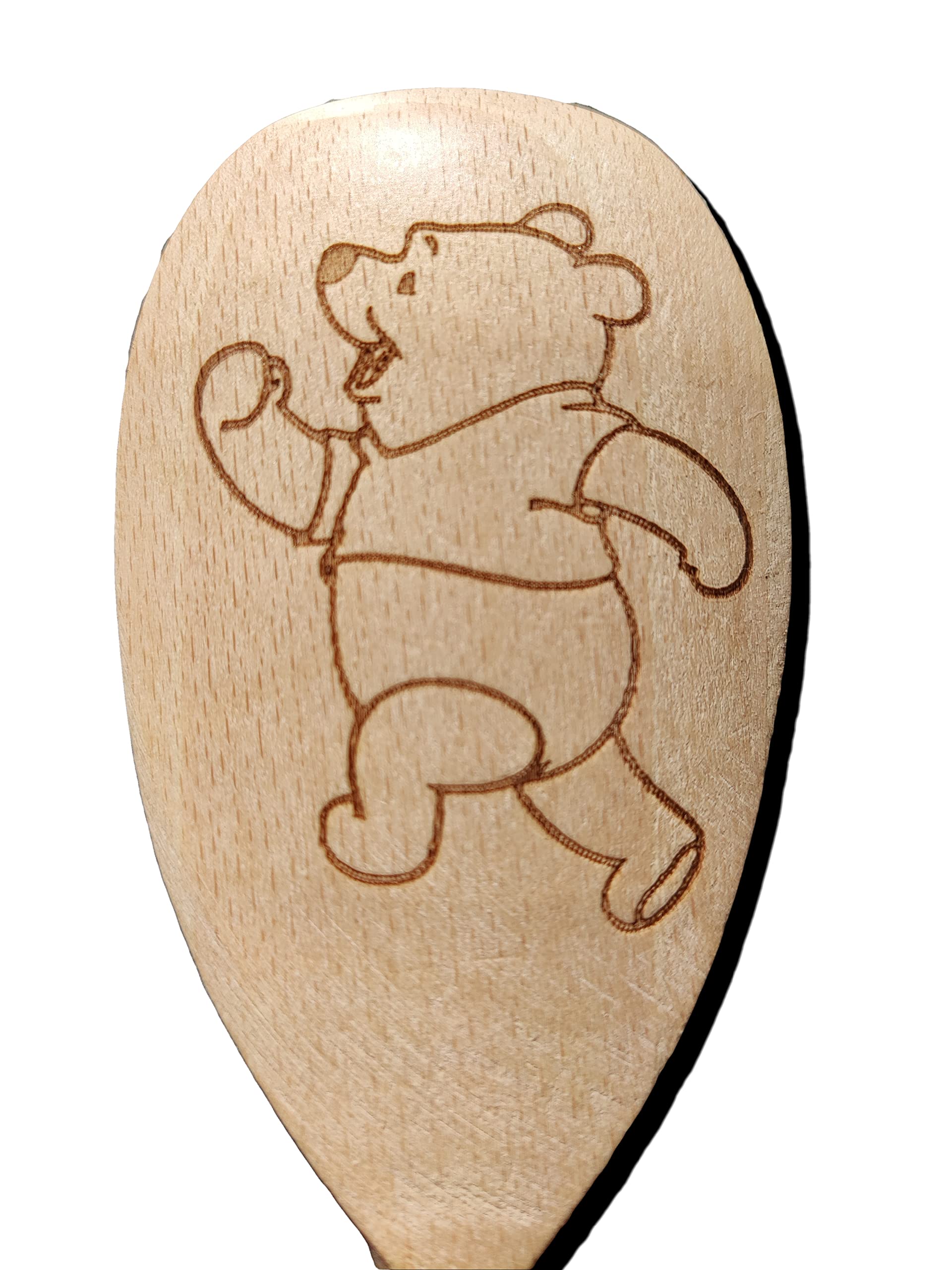 Famous Bear Inspired Wooden Baking Spoon Wood Cooking Baker Present Gift Fan (Winnie The Pooh), Wood Color