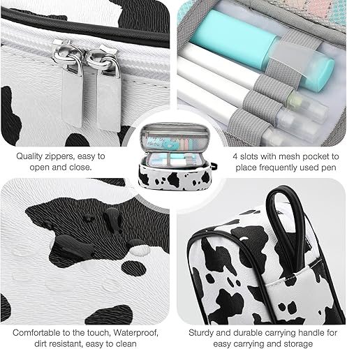 Miniatura 6 de Jcocylse Estuche portátil de gran capacidad para lápices, suministros escolares para estudiantes universitarios, niñas, niños y adultos (vaca)
