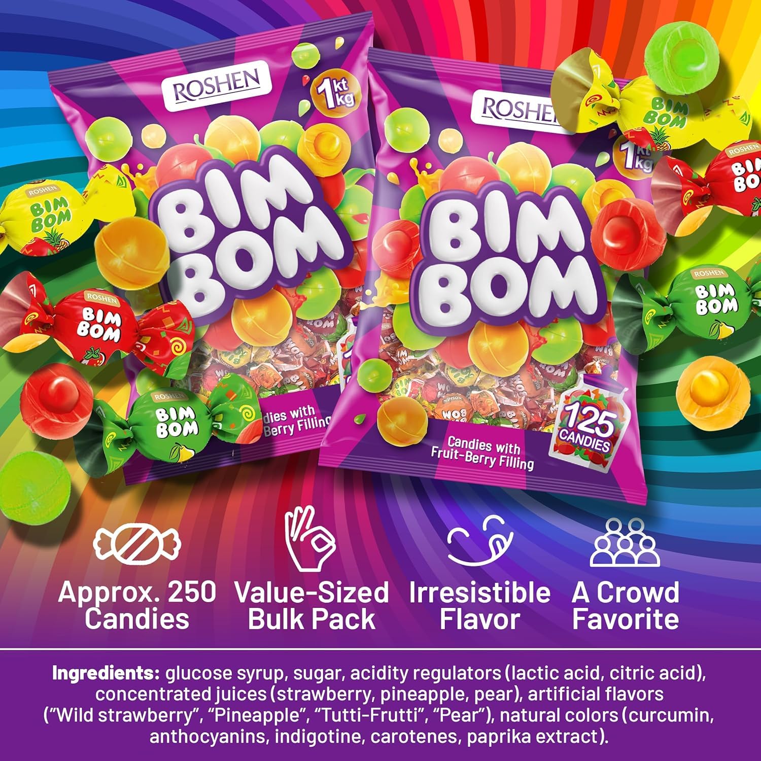 菓子 Bim bim Amazon.com : Roshen Bim Bom Hard Candy, Assorted Fruit & Berry